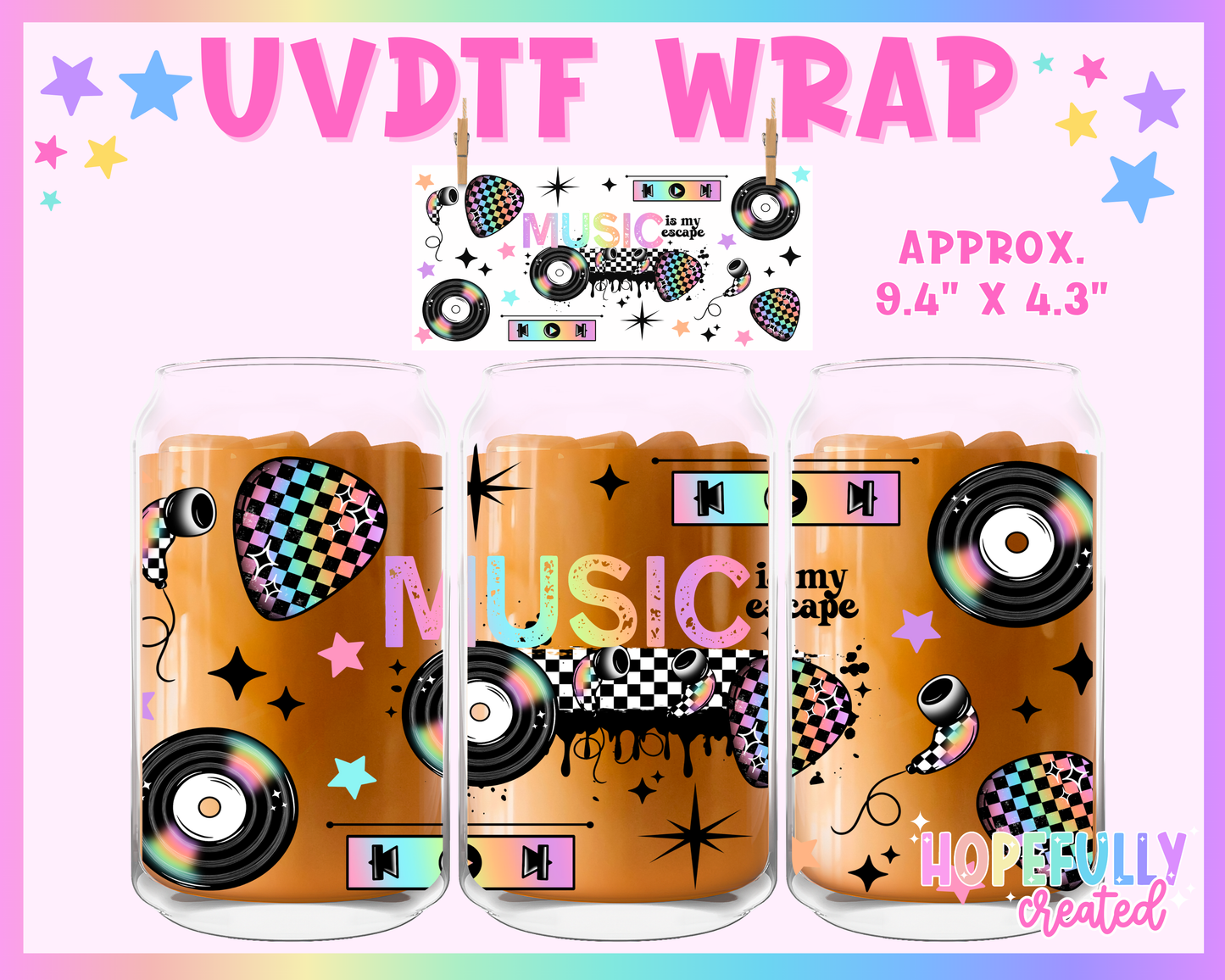 Music UVDTF Glass Can Wrap