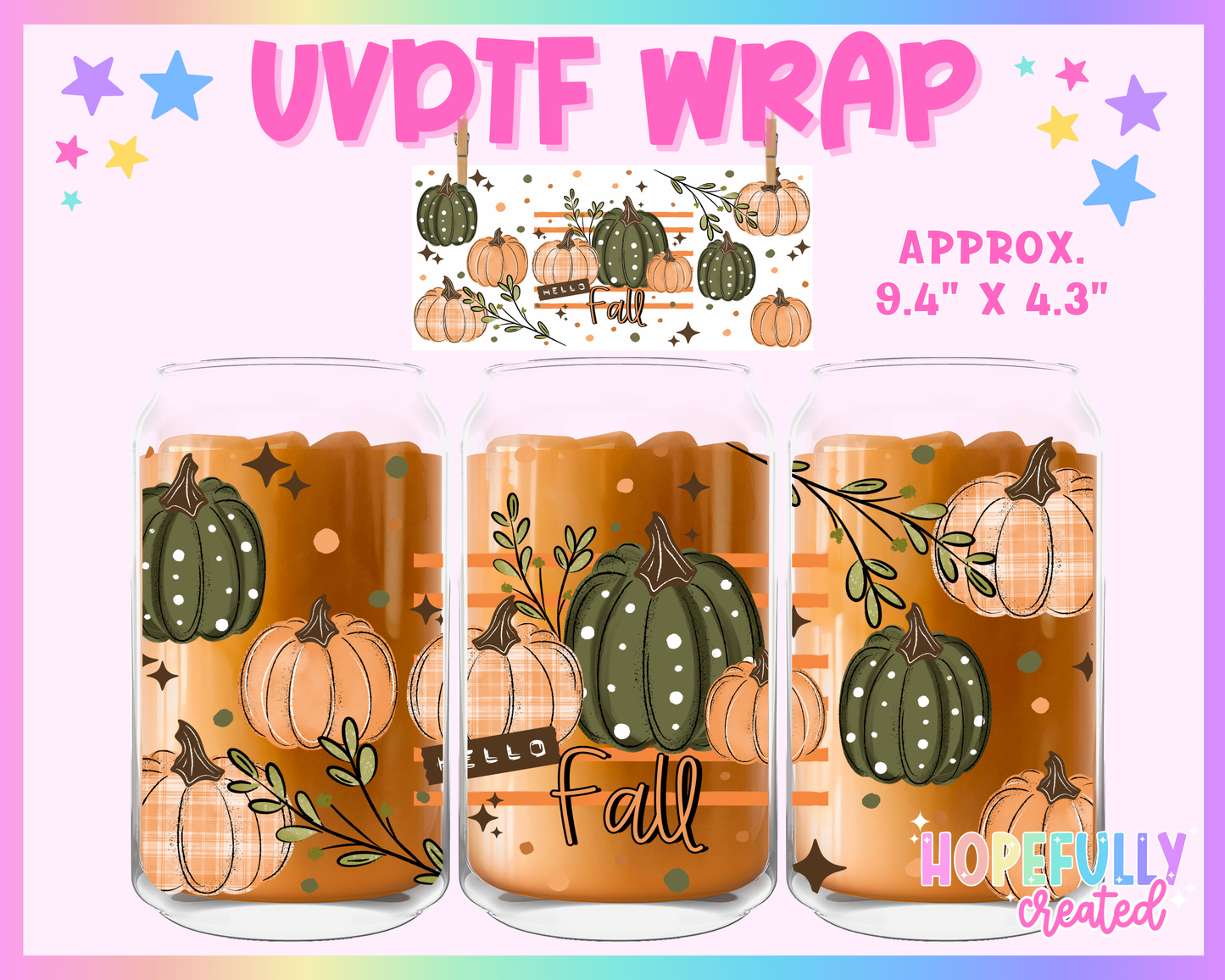 Hello Fall UVDTF Glass Can Wrap