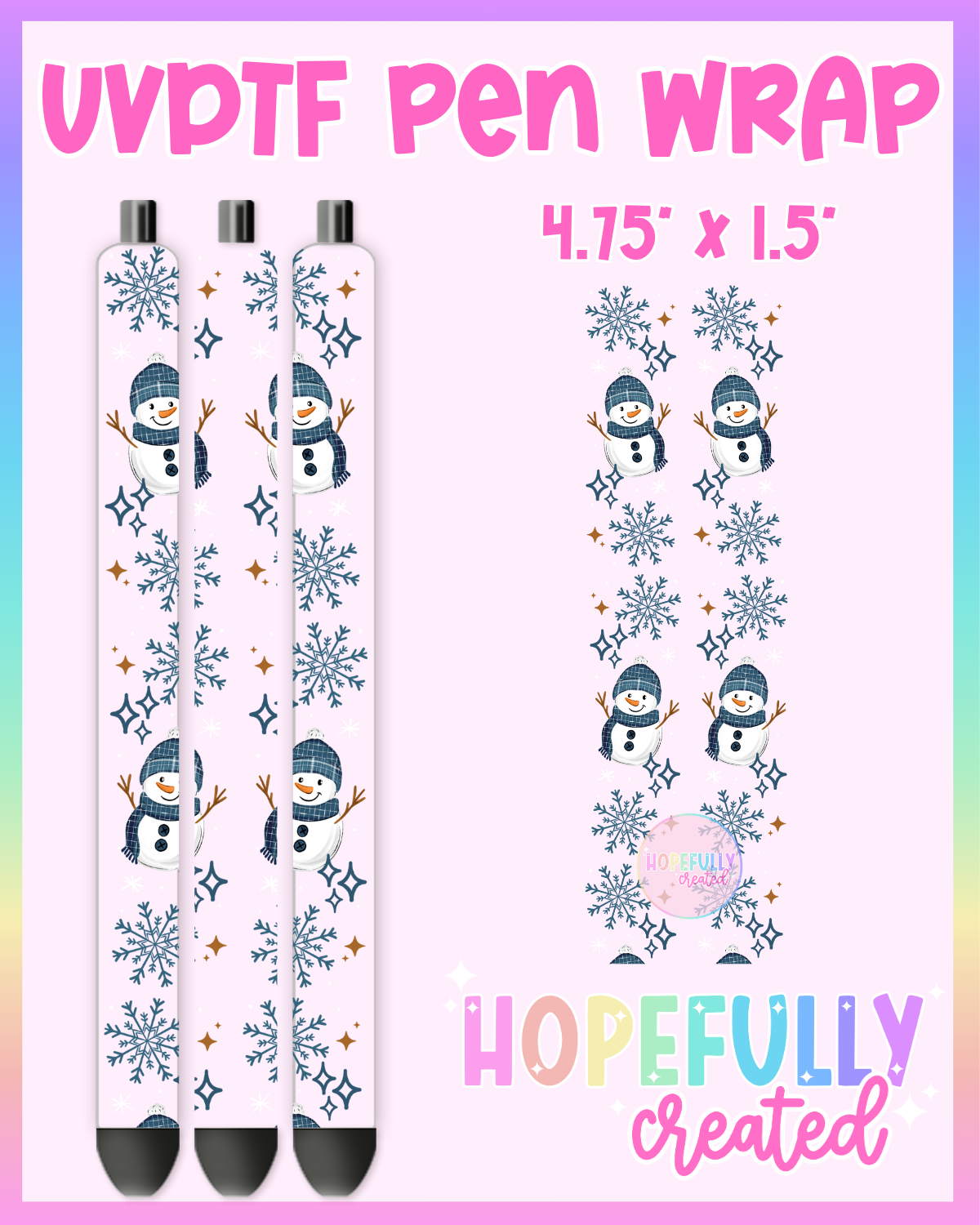Blue Snowman UVDTF Pen Wrap