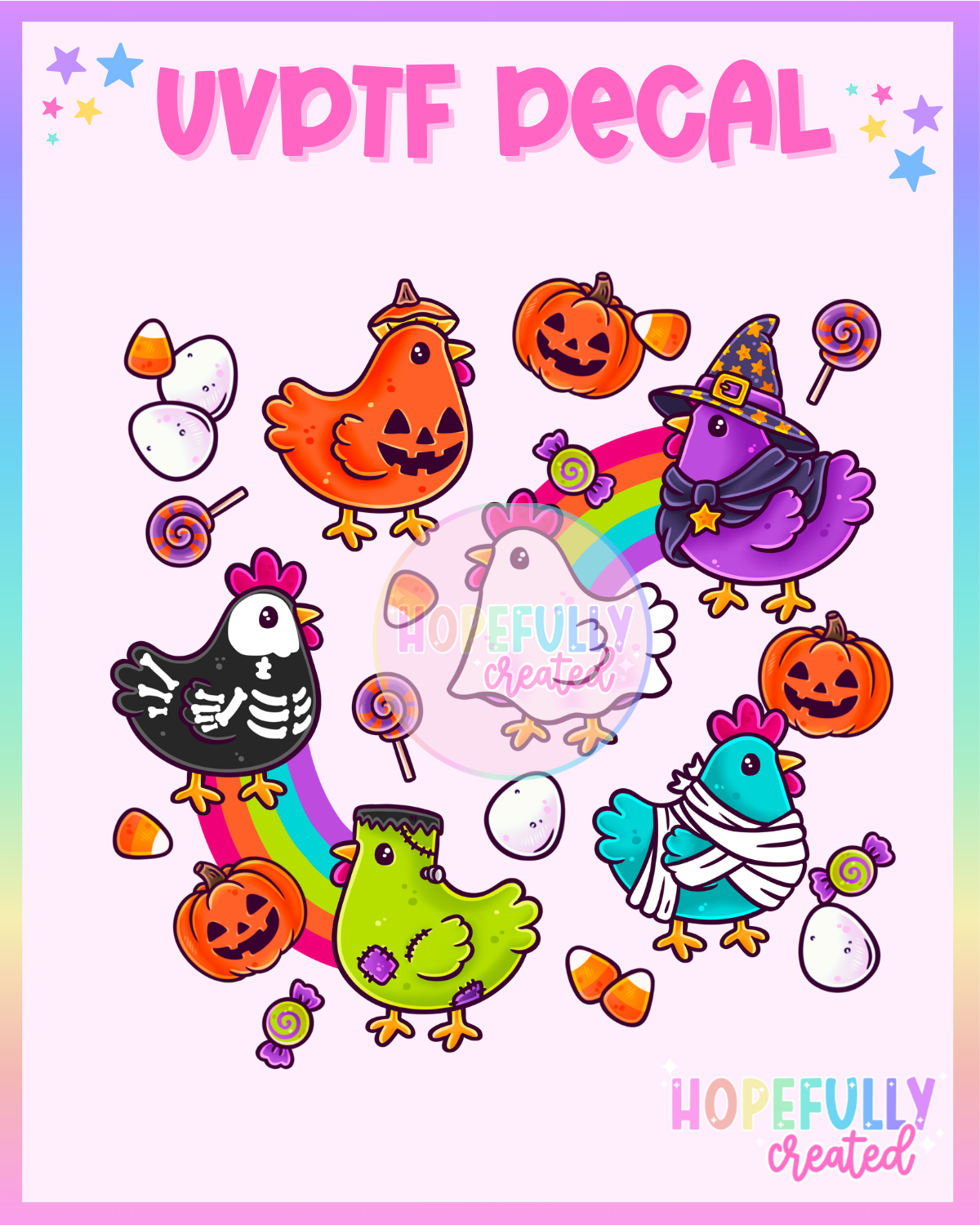 Halloween Chickens UVDTF Decal