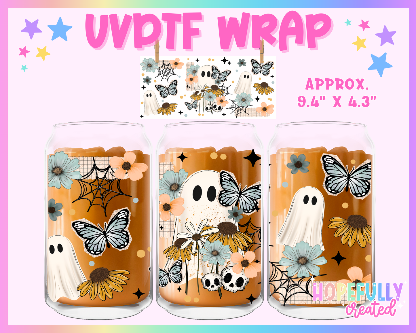 Ghosts UVDTF Glass Can Wrap