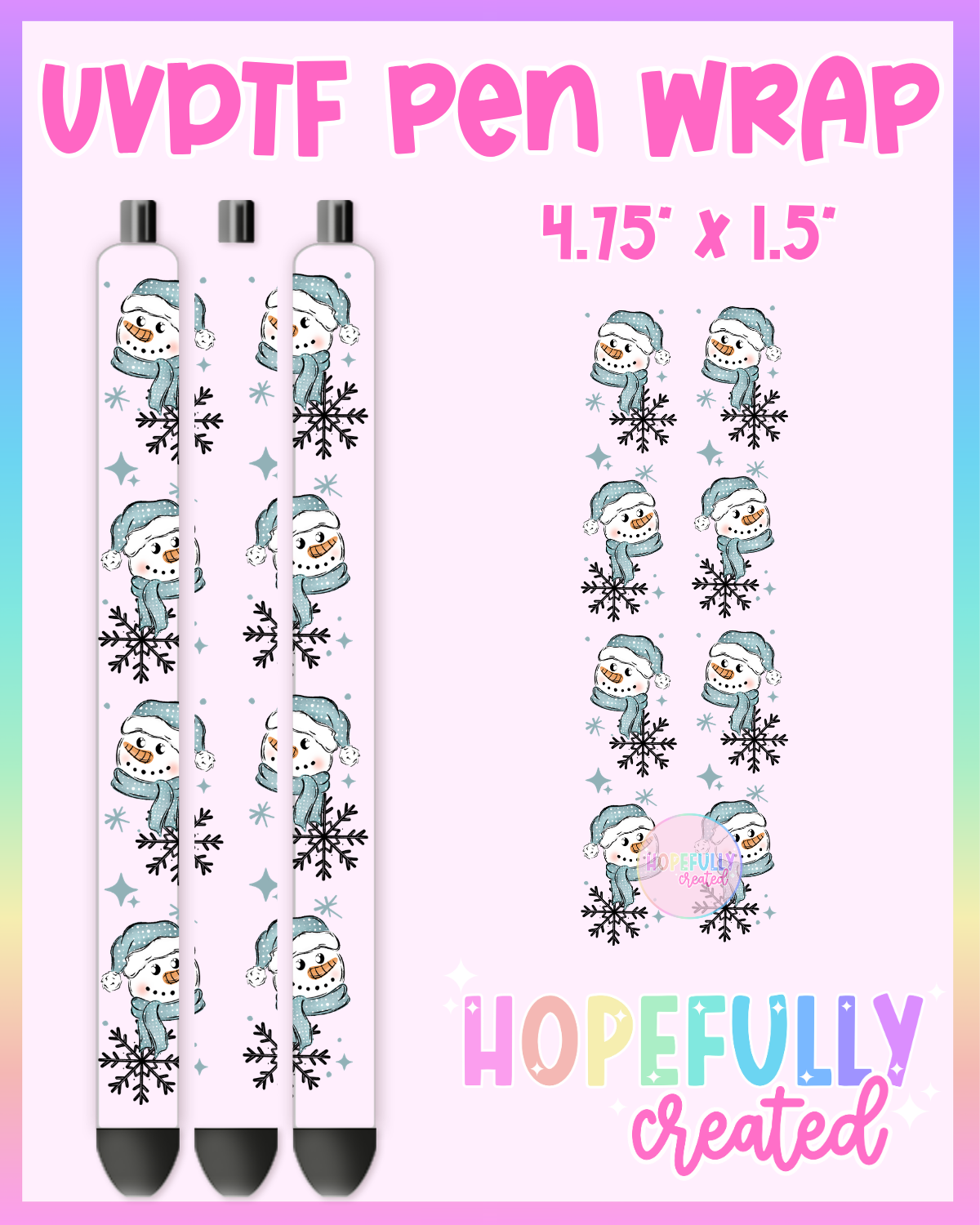 Blue Snowman UVDTF Pen Wrap