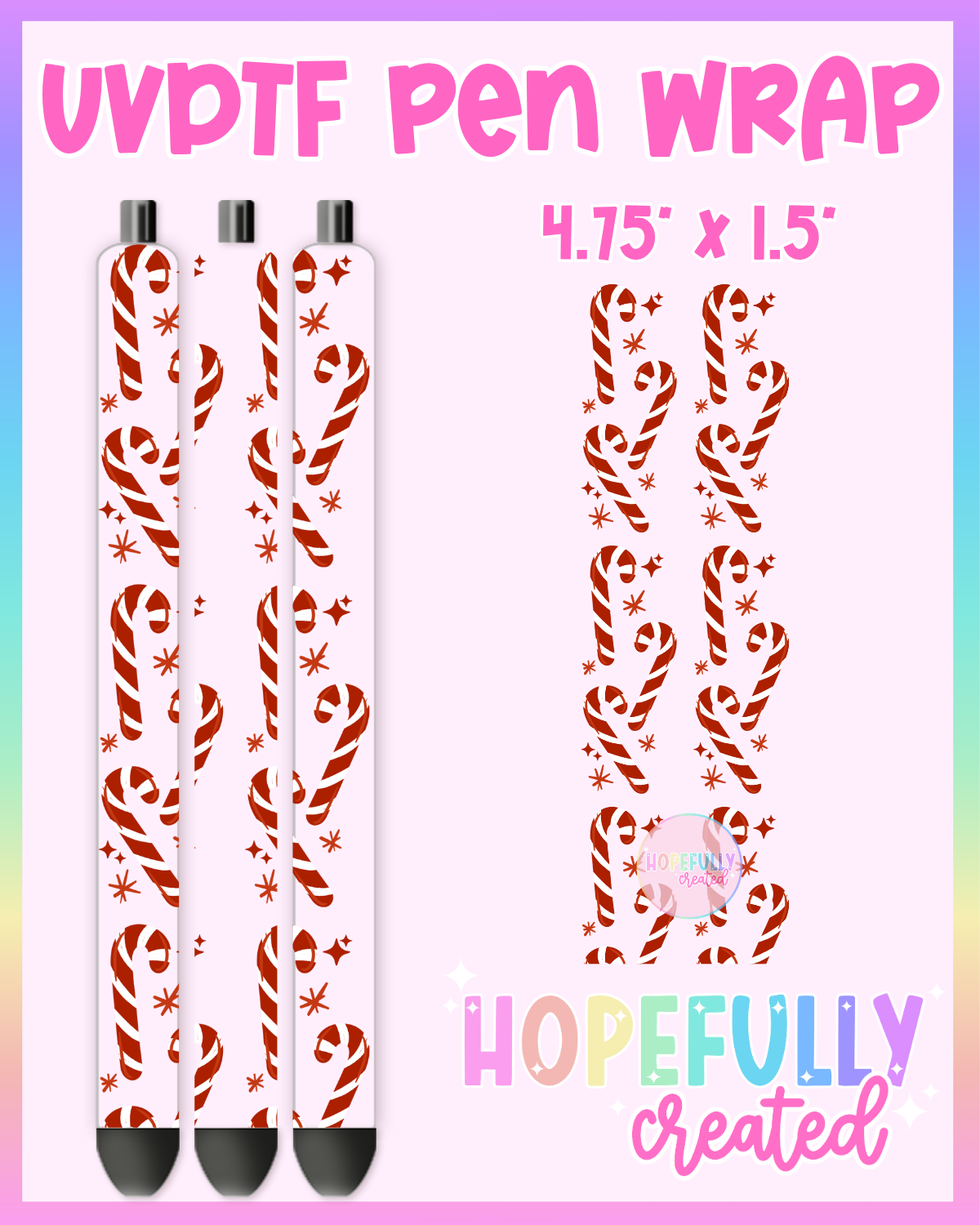 Candycane UVDTF Pen Wrap
