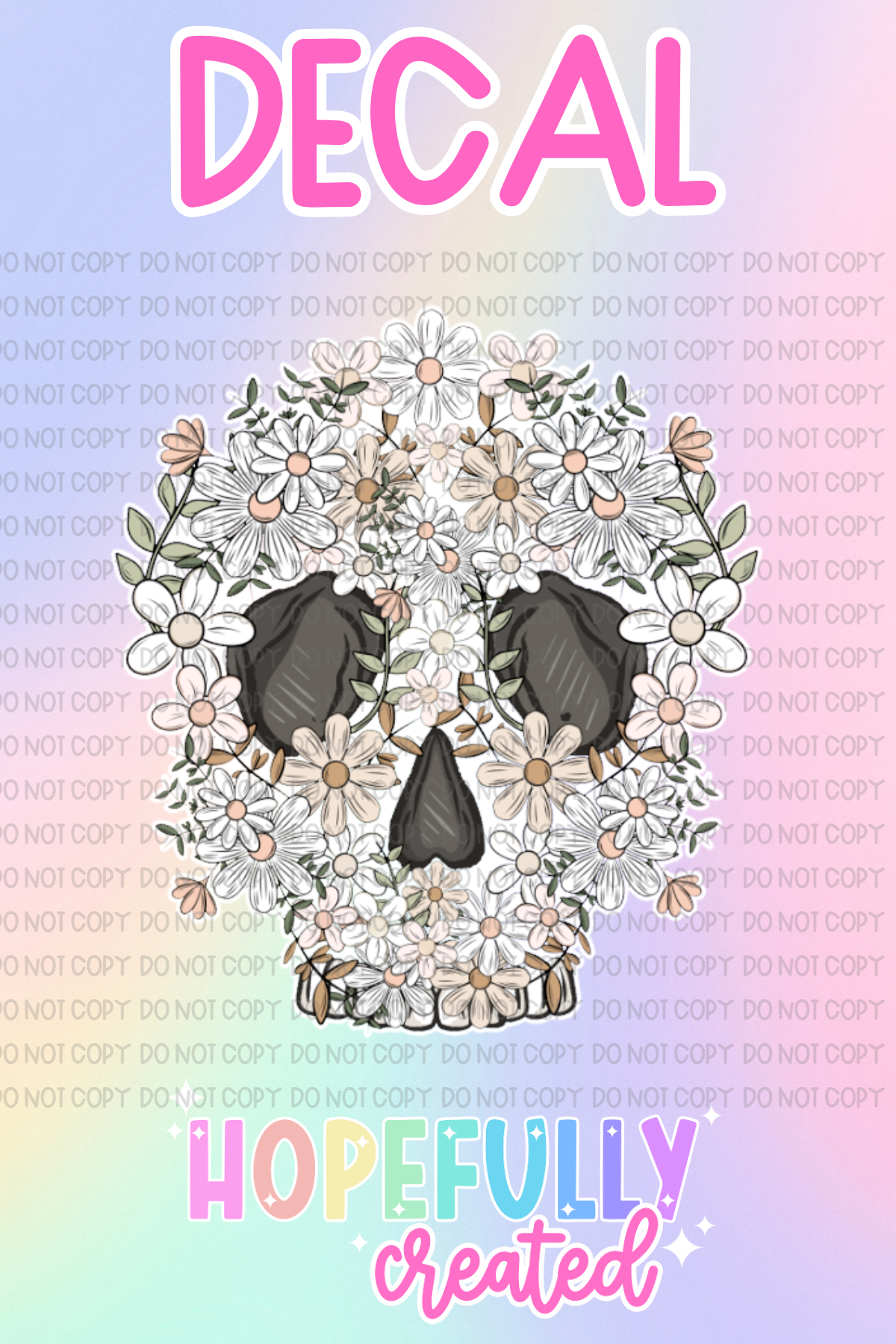 Floral Skull Decal-702