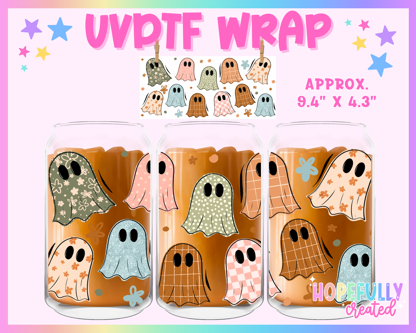 Pattern Ghosts UVDTF Glass Can Wrap