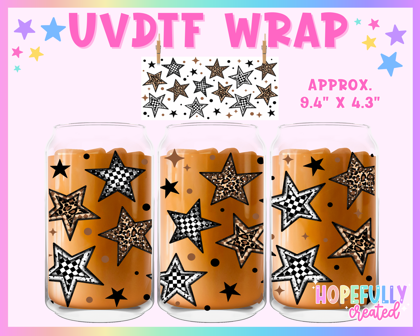 Stars UVDTF Glass Can Wrap