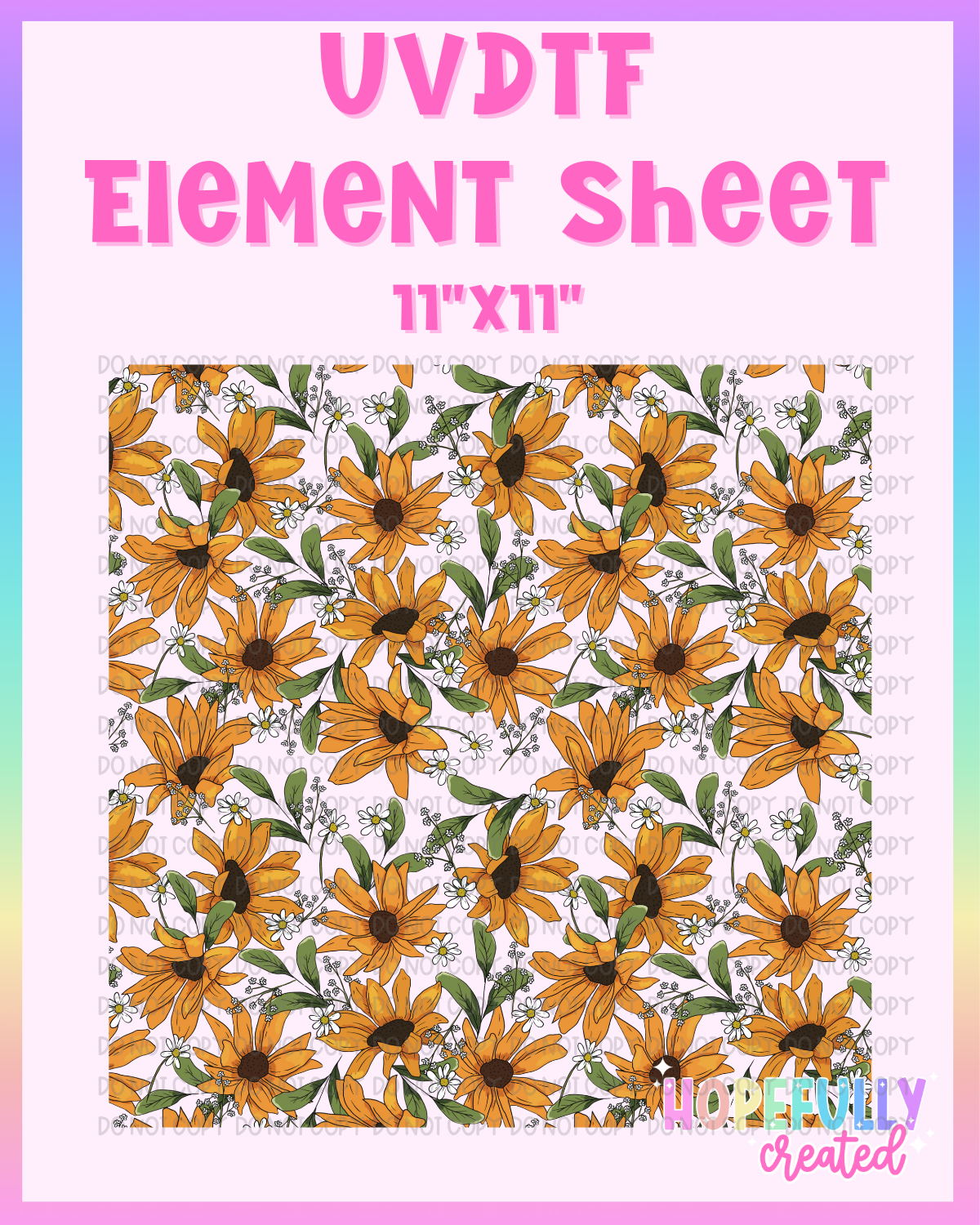Sunflowers UVDTF Element Sheet
