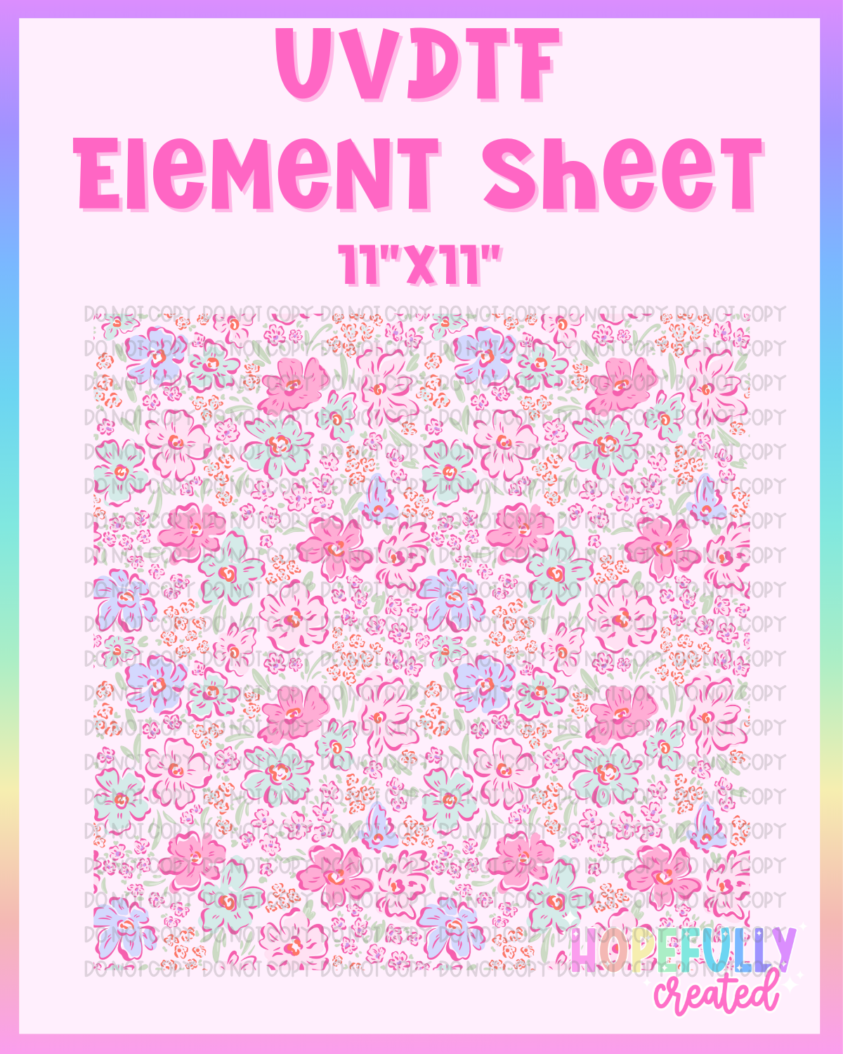 Girly Floral UVDTF Element Sheet