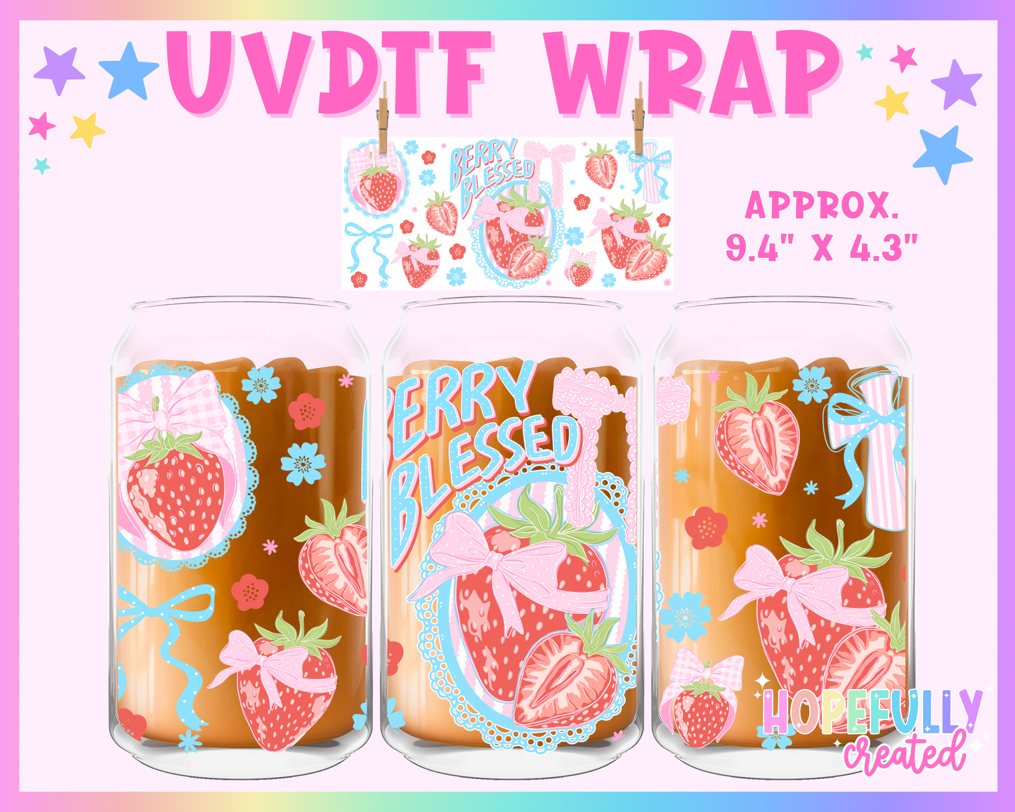 Berry Blessed UVDTF Glass Can Wrap