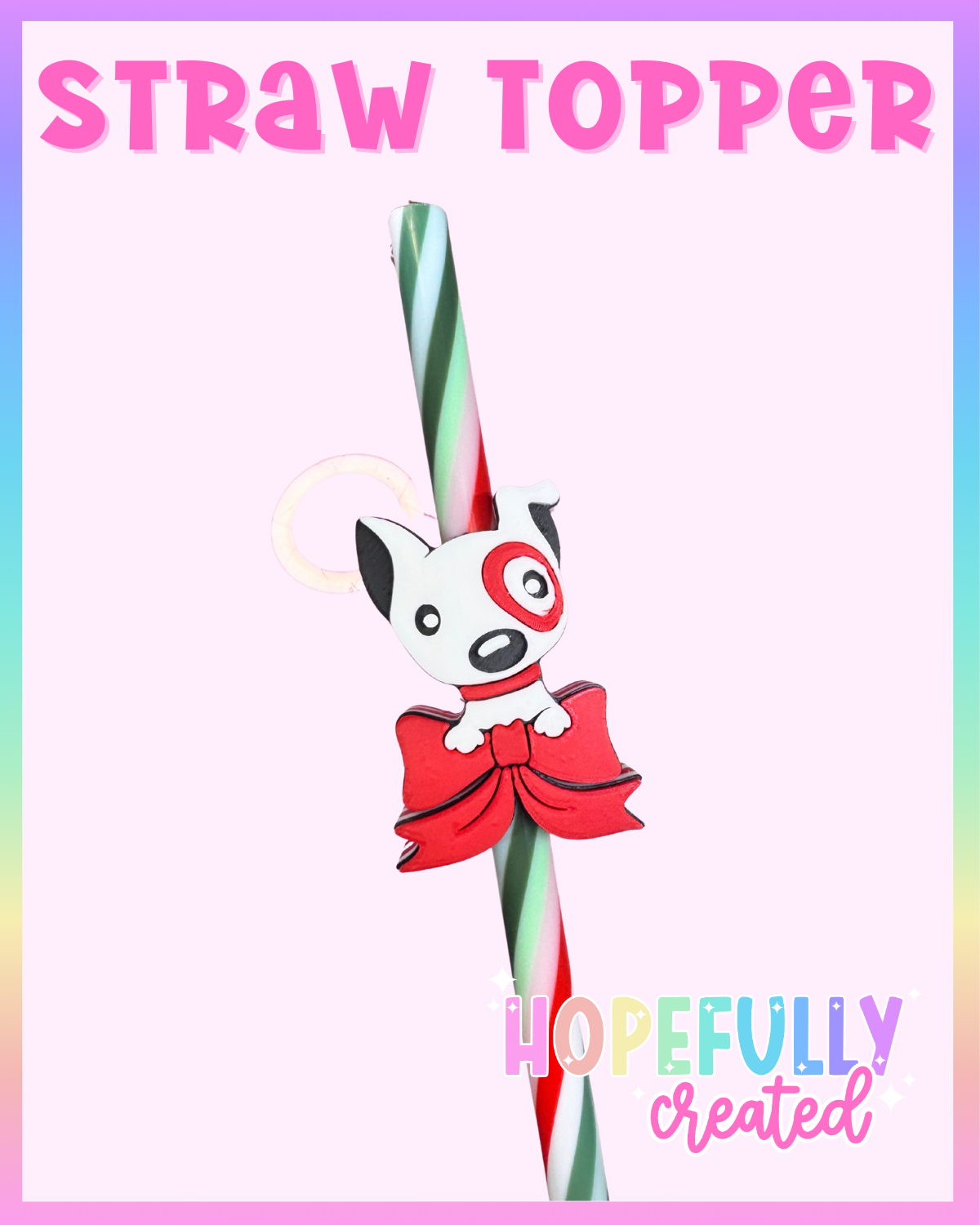 Red Dog Bow Straw Topper