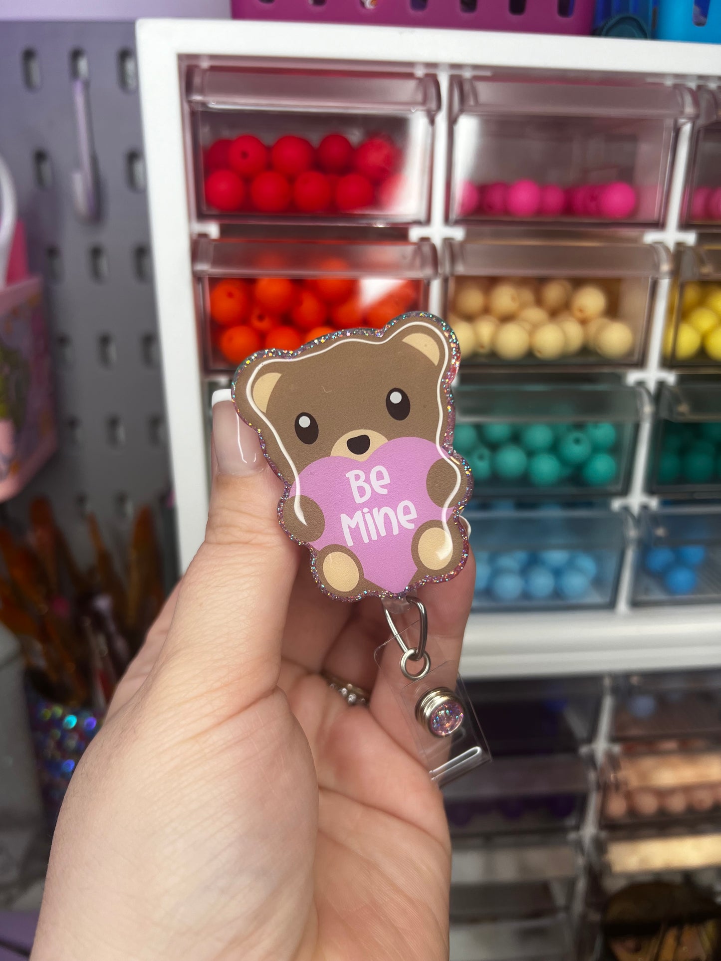 Be Mine Bear Badge Reel