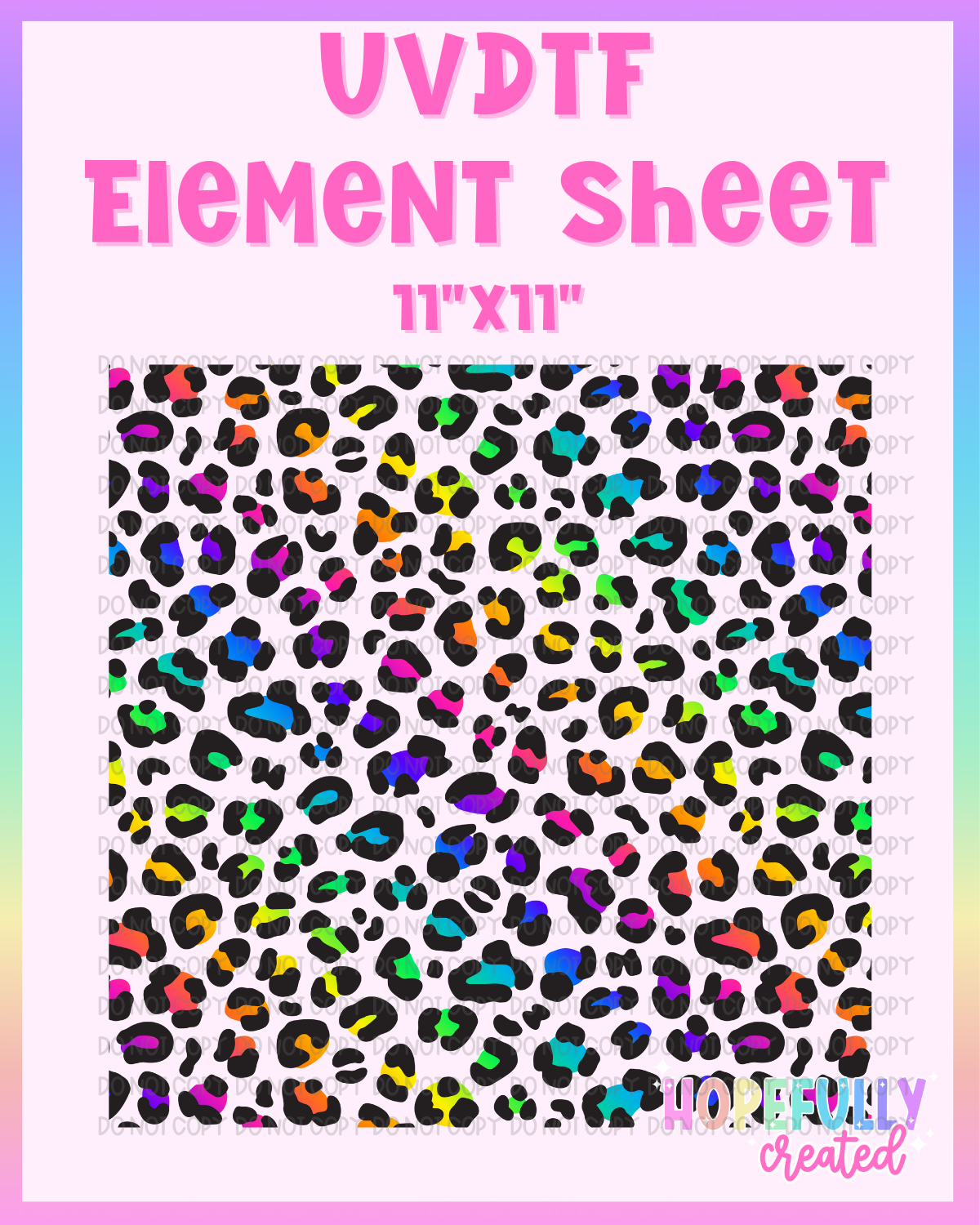 Neon Rainbow Leopard UVDTF Element Sheet