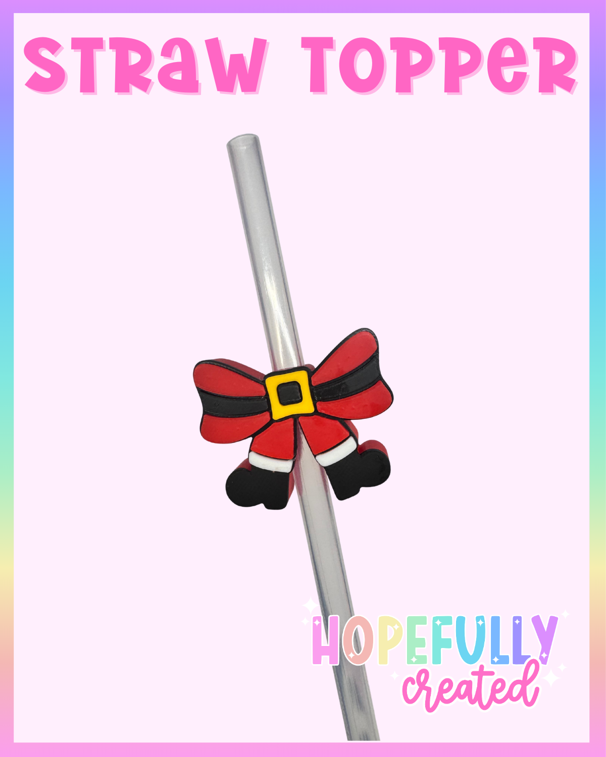 Santa Bow Straw Topper