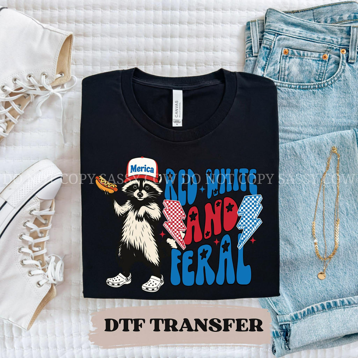 RED, WHITE AND FERAL - DTF TRANSFER 0258