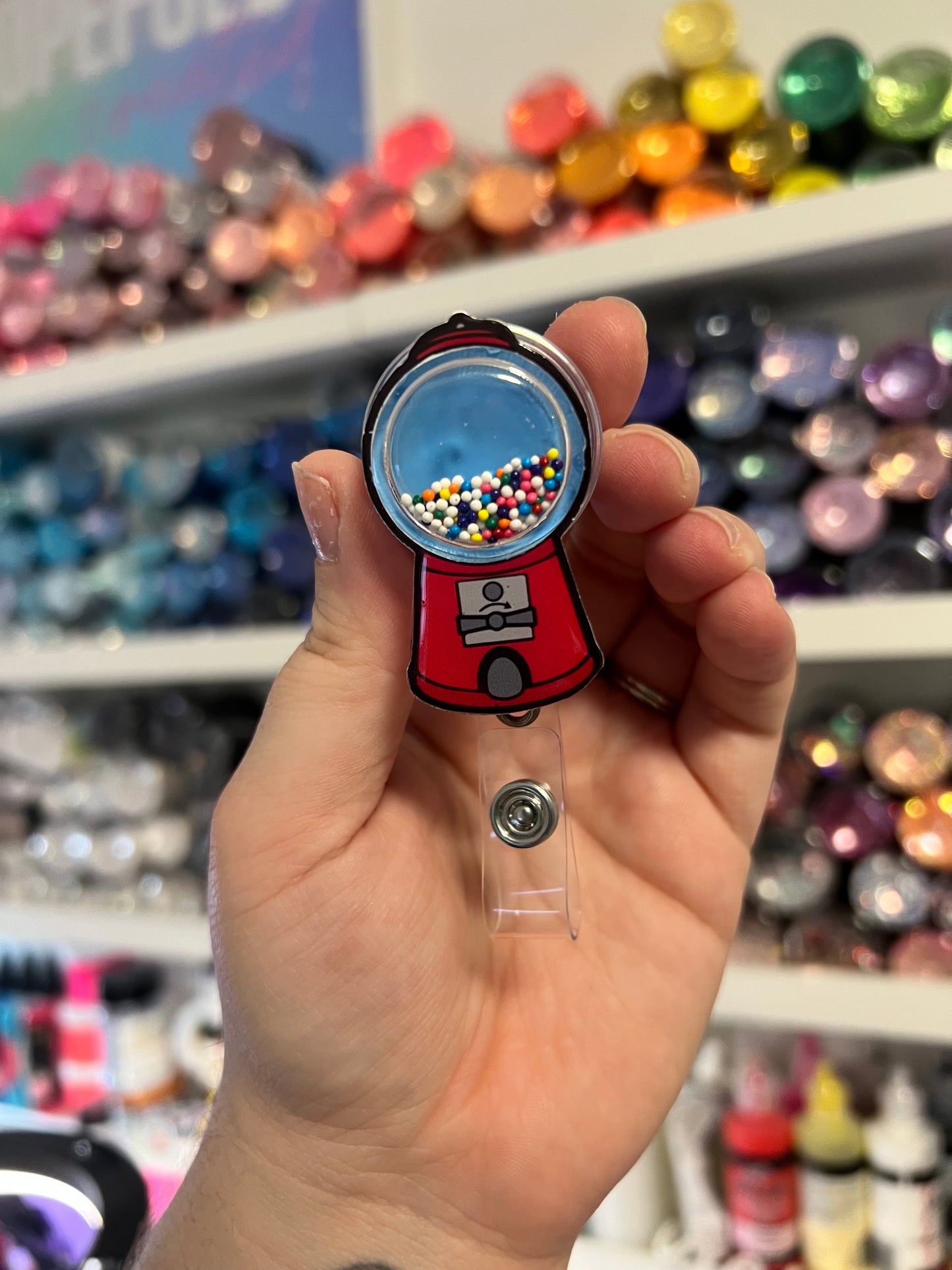 Bubblegum Machine Shaker Badge Reel