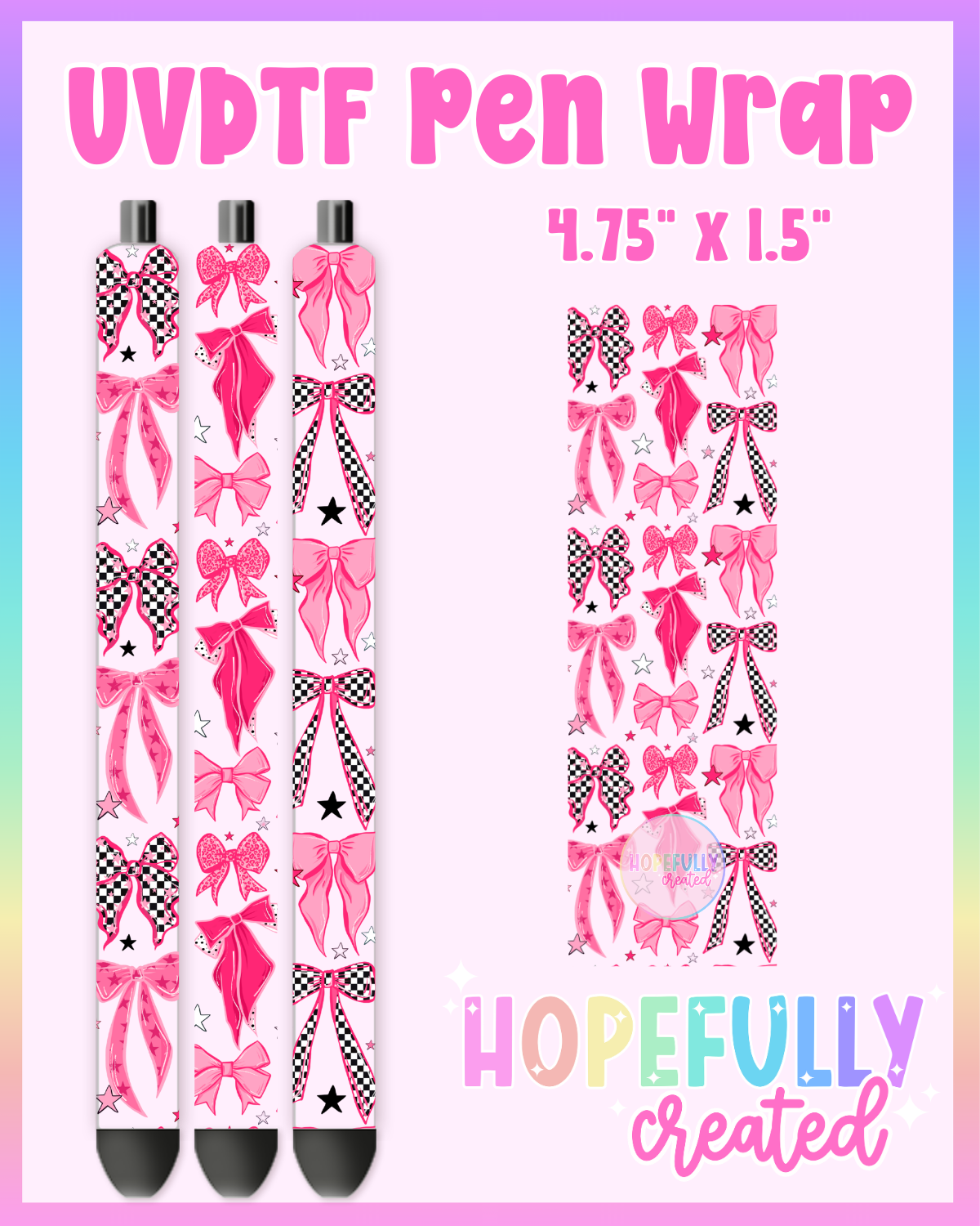 Pink Checker Bows UVDTF Pen Wrap