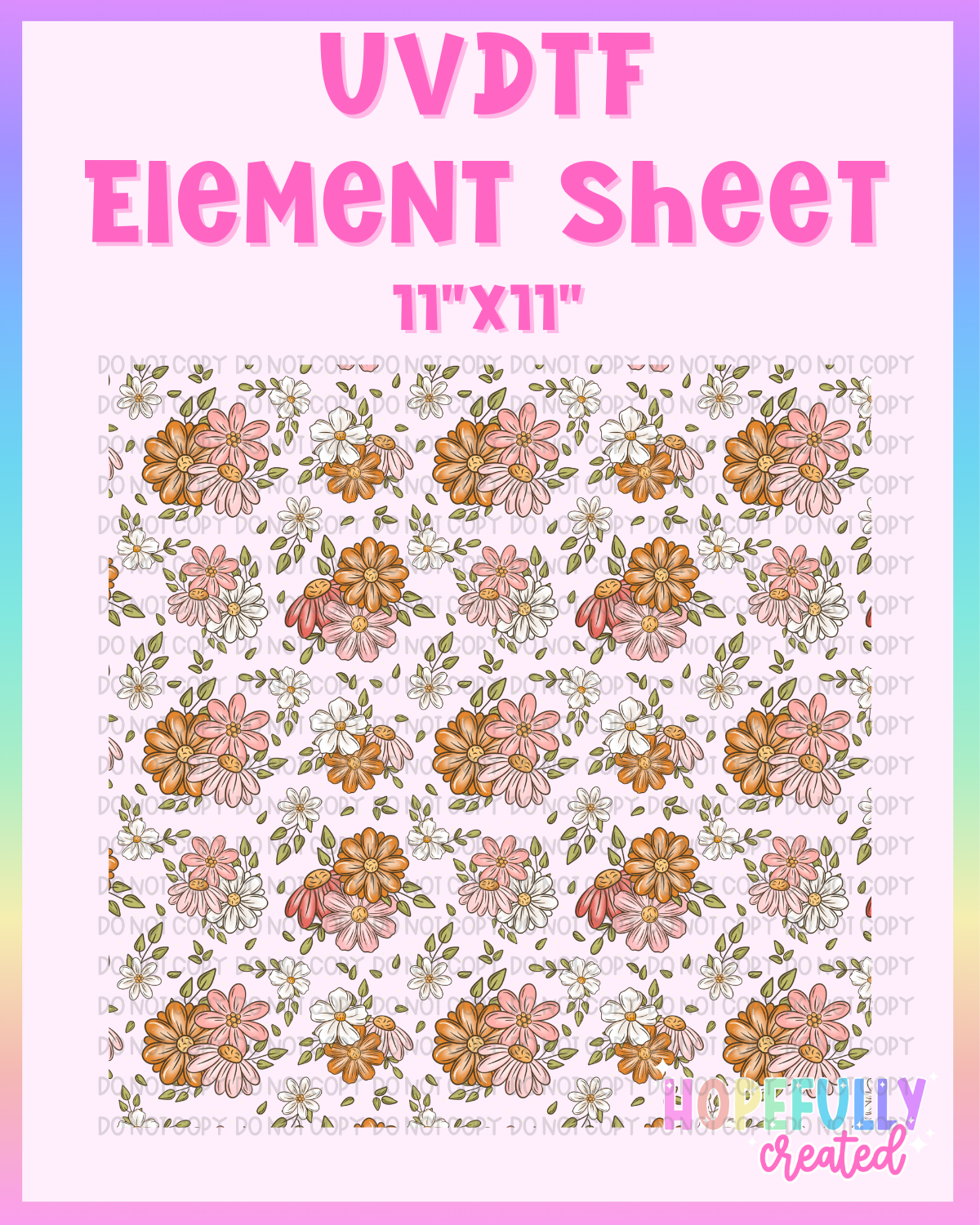 Daisy Floral UVDTF Element Sheet