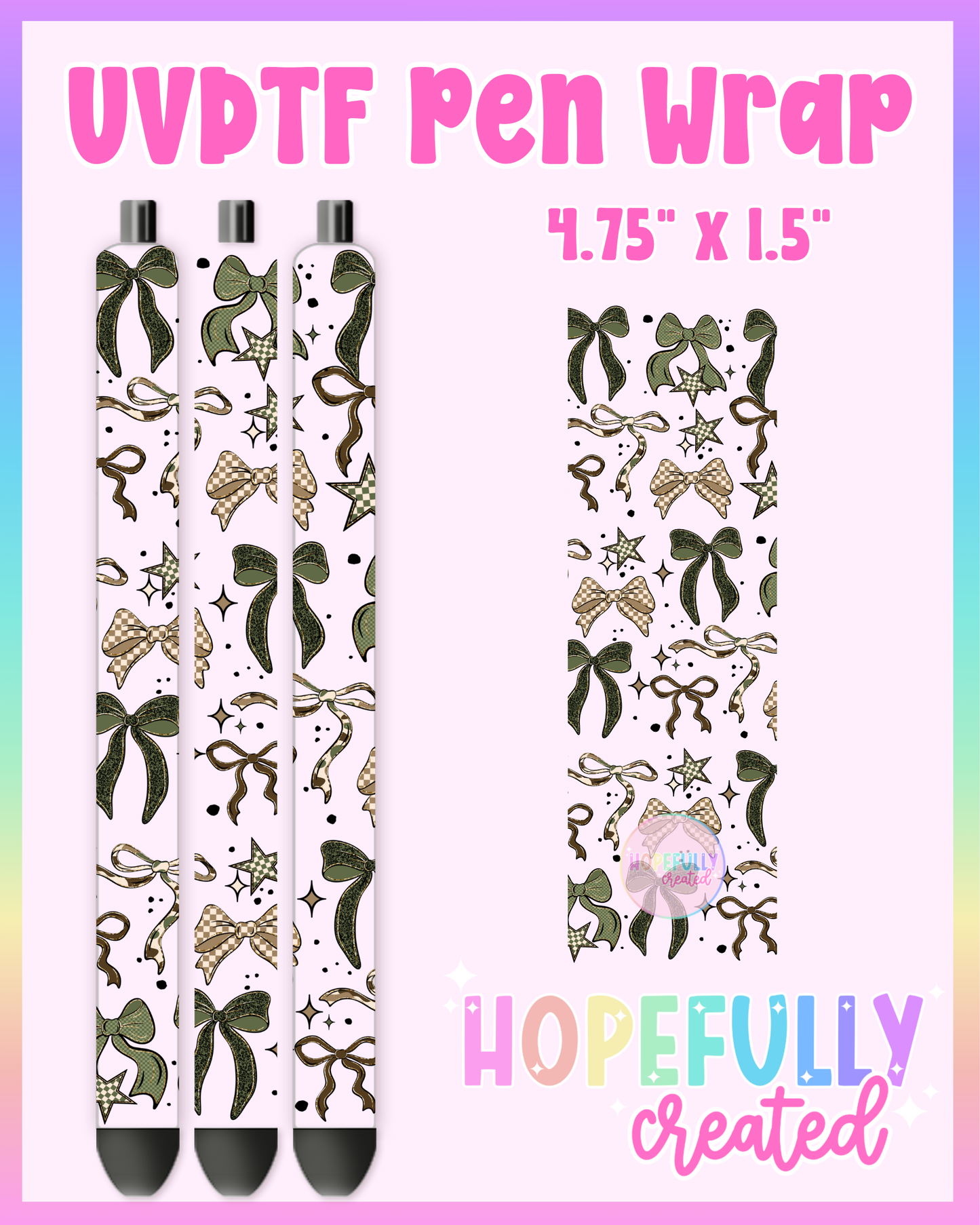 Green Bows UVDTF Pen Wrap