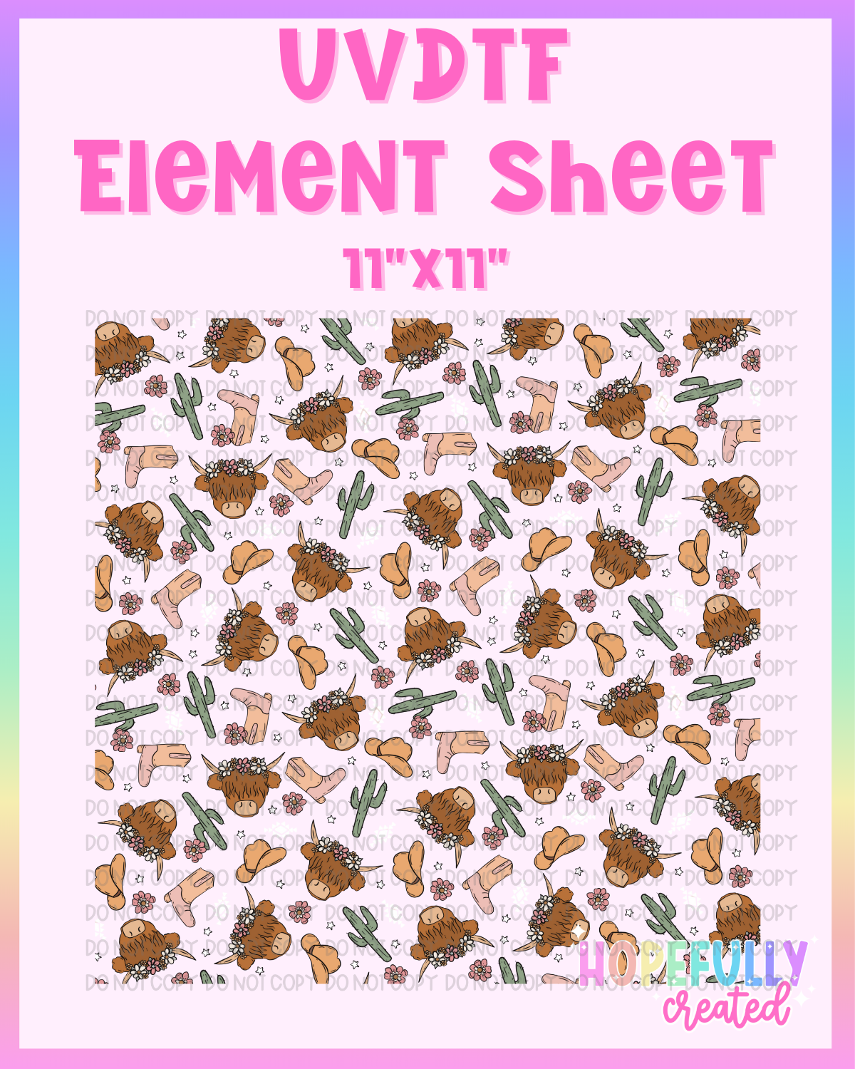 Floral Cow UVDTF Element Sheet