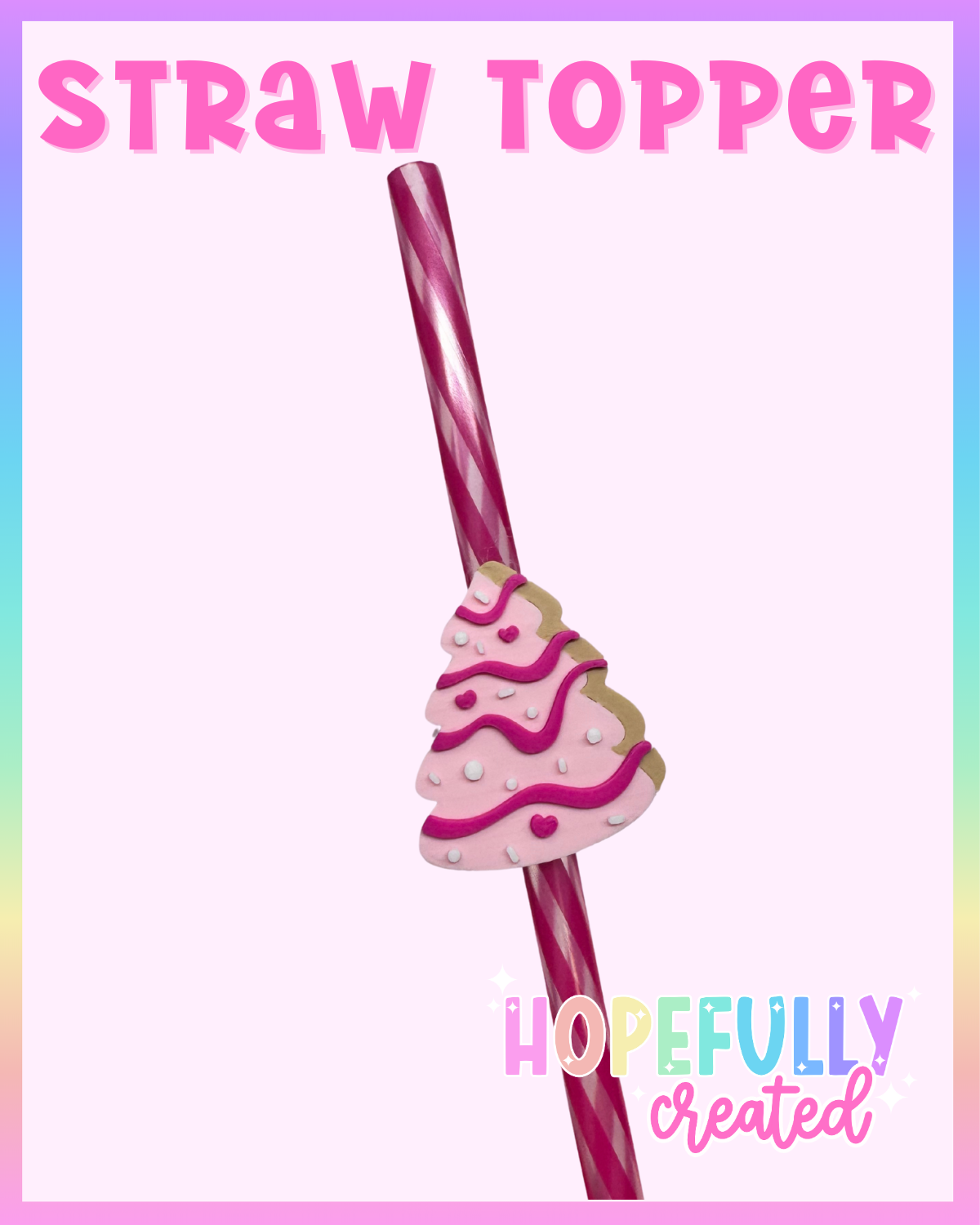 Pink Tree Cake Straw Topper