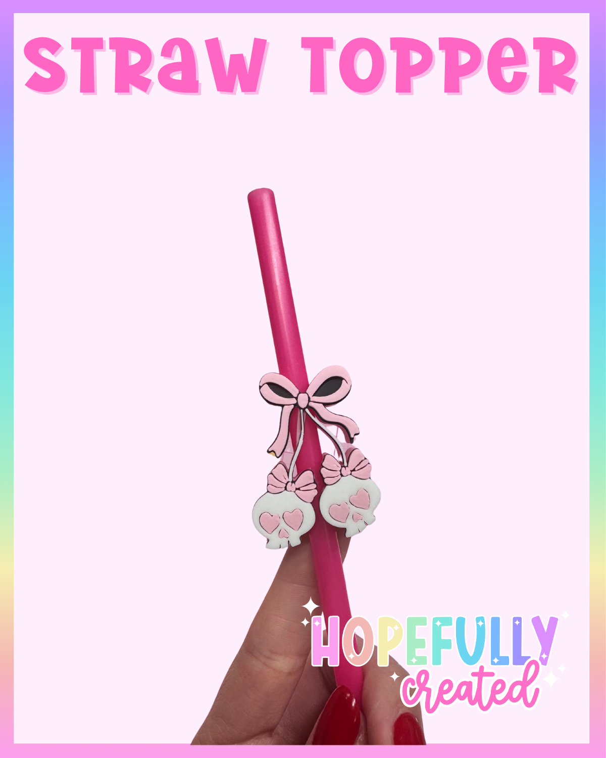 Cherry Skull Straw Topper