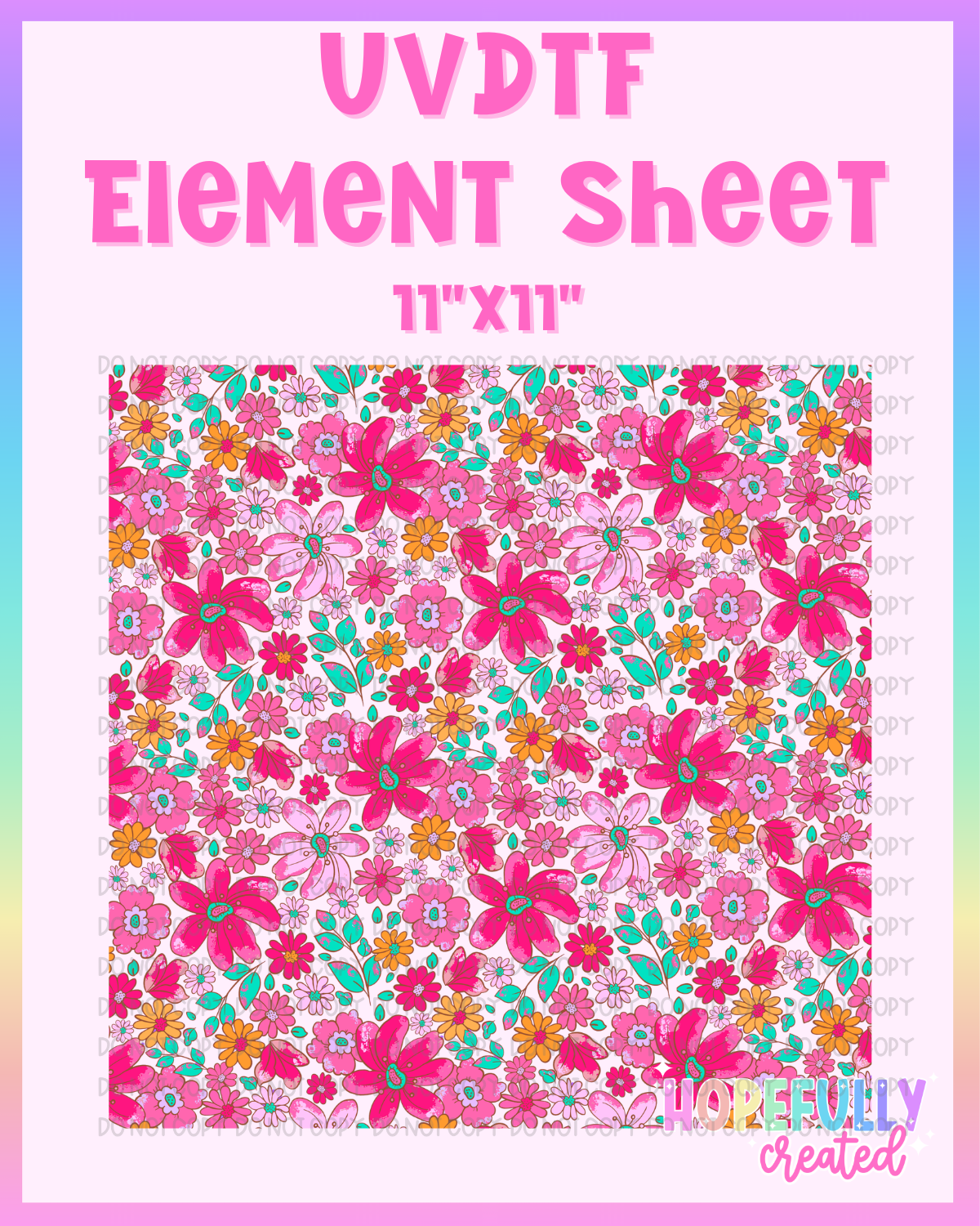Pink Floral UVDTF Element Sheet