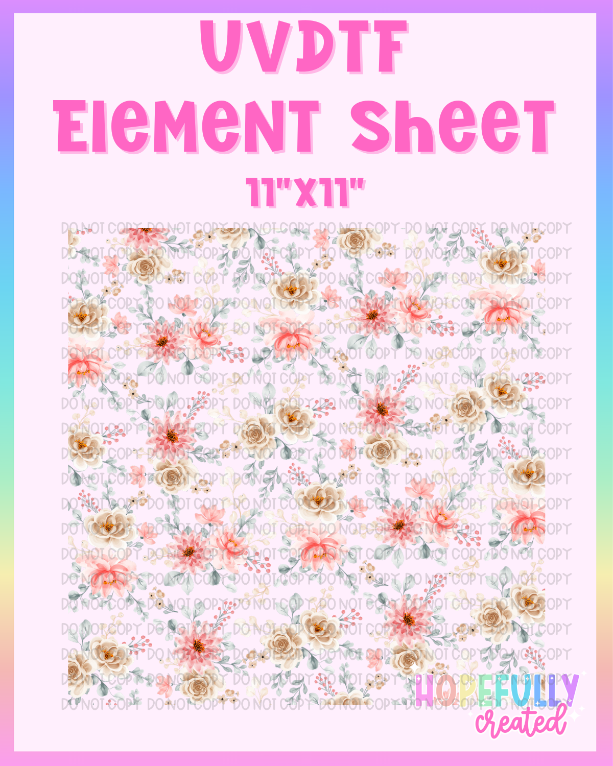 Neutral Floral UVDTF Element Sheet