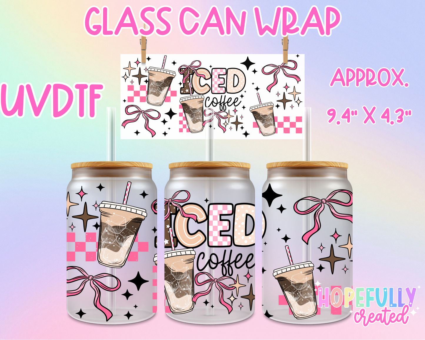 Iced Coffee Pink UVDTF Glass Can Wrap