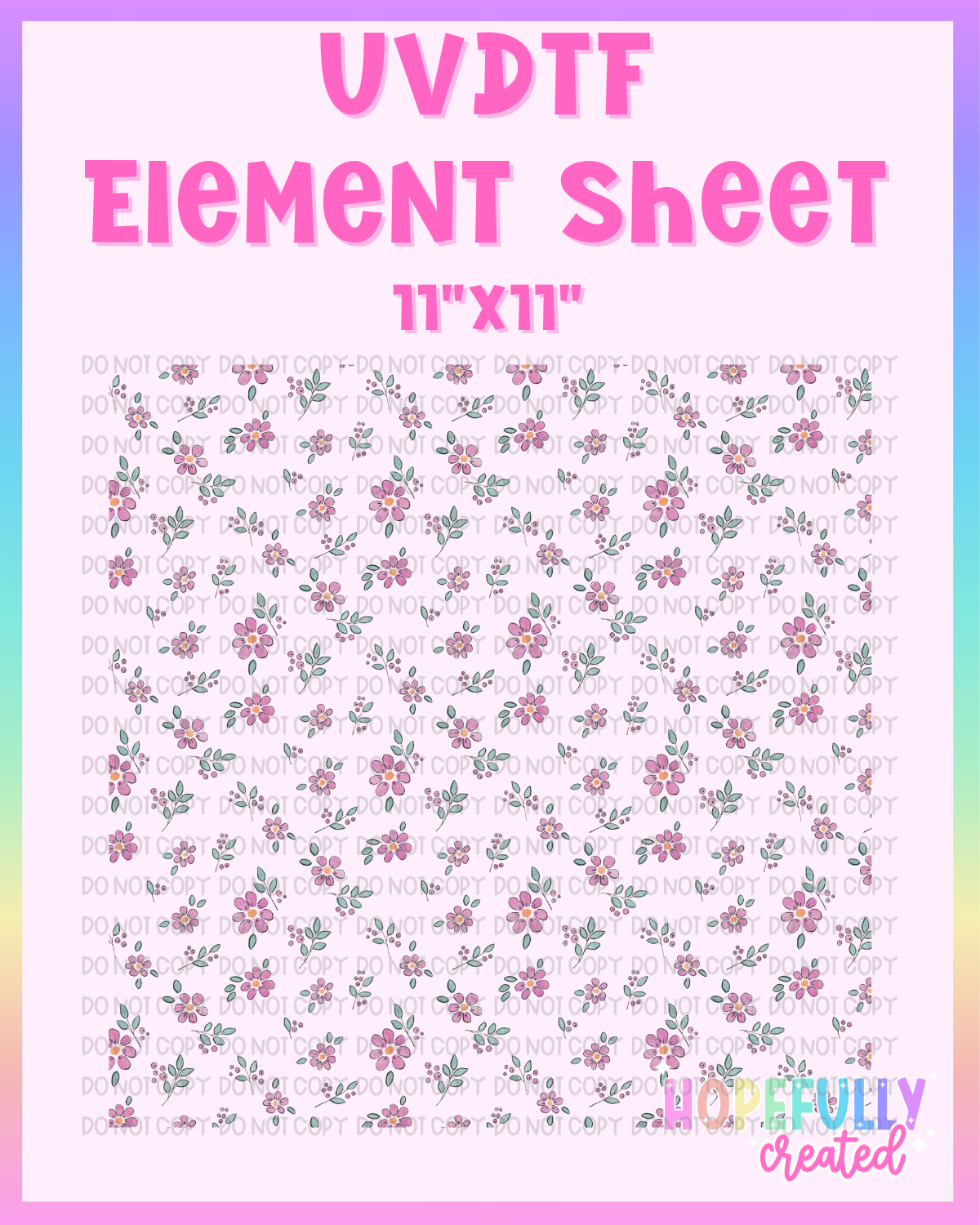 Pink Flowers UVDTF Element Sheet