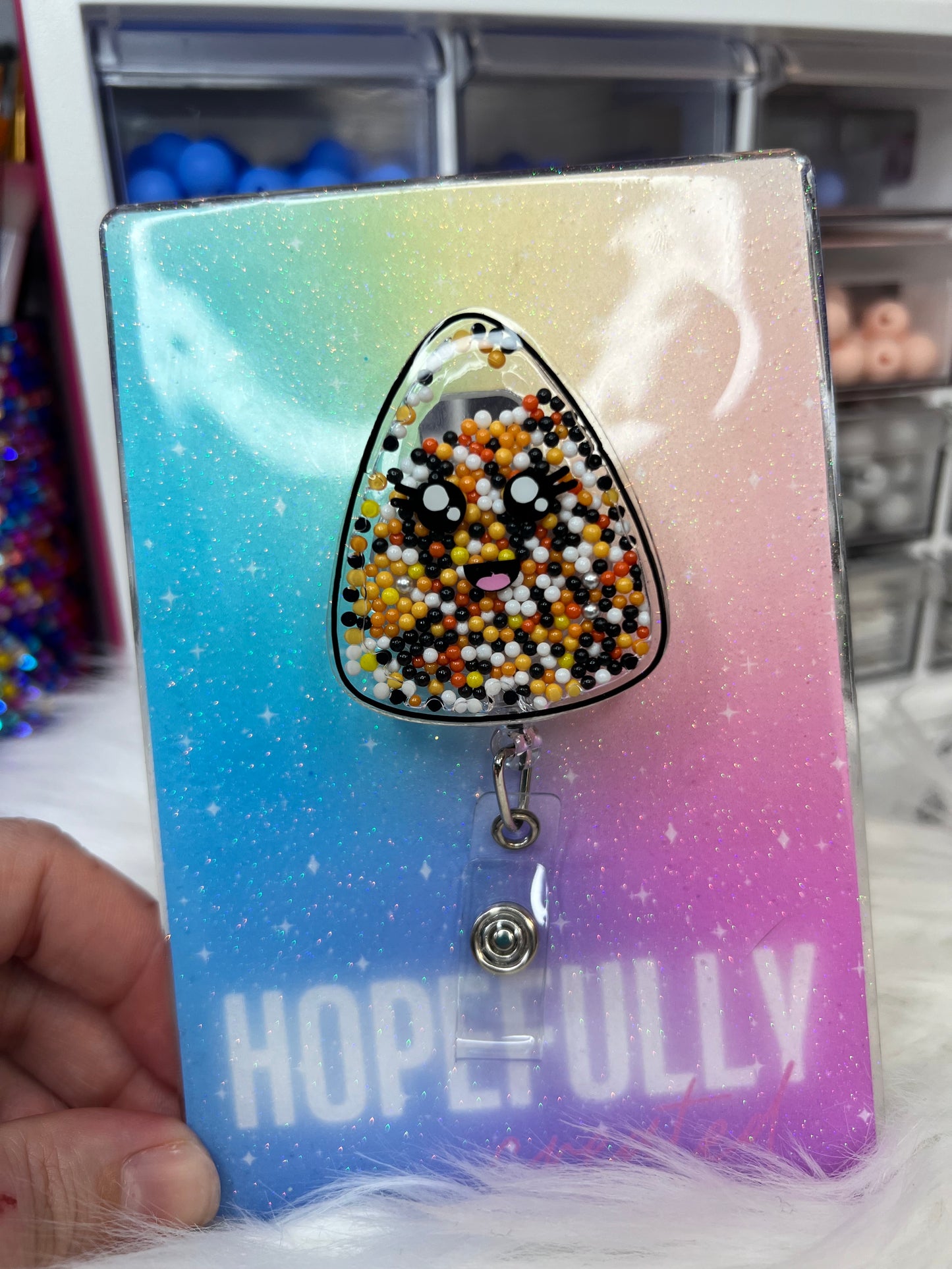 Candy Corn Shaker Badge Reel