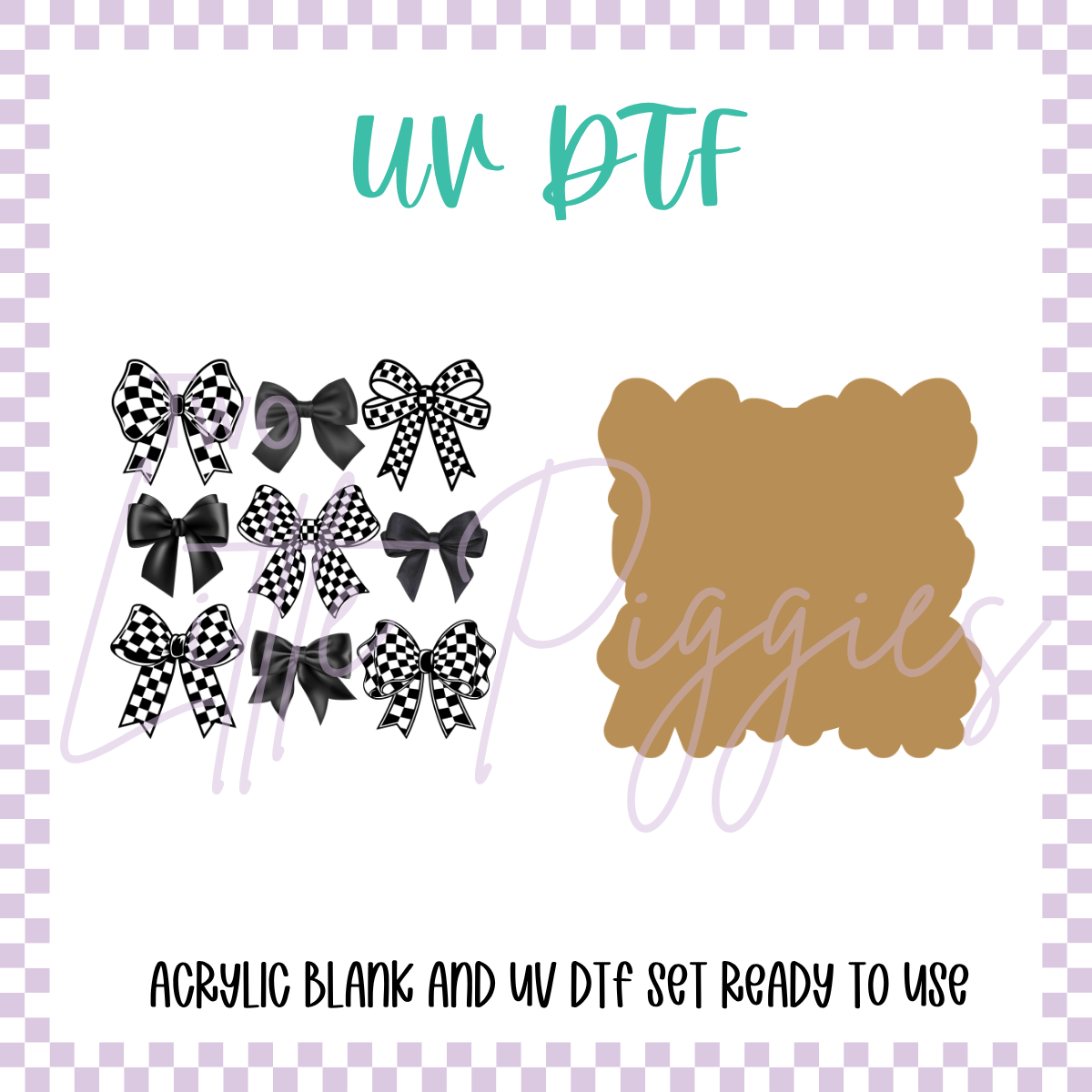 UV DTF - Acrylic Blank and Decal - 2 inch - Checkered Coquette