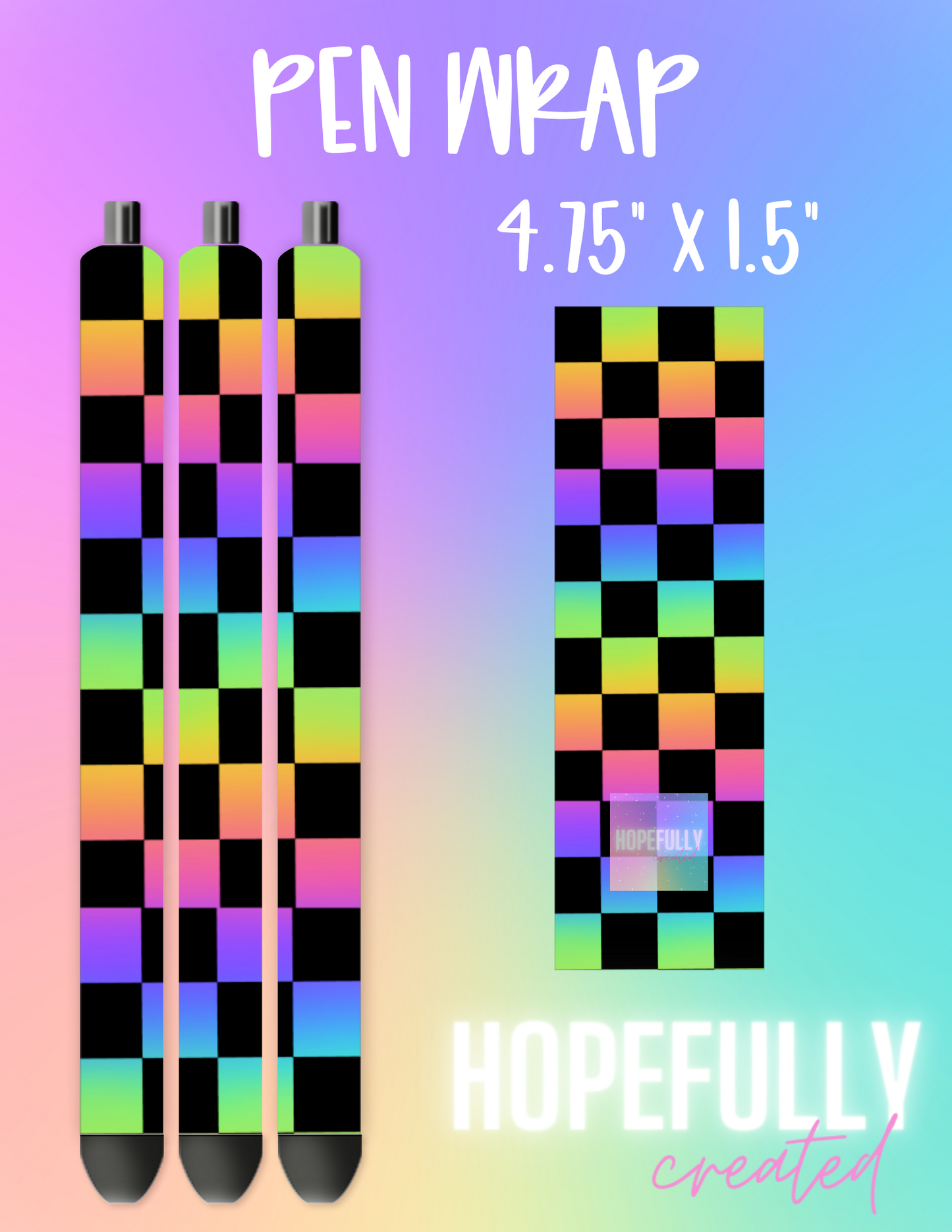 Rainbow Checker Black Pen Wrap-187