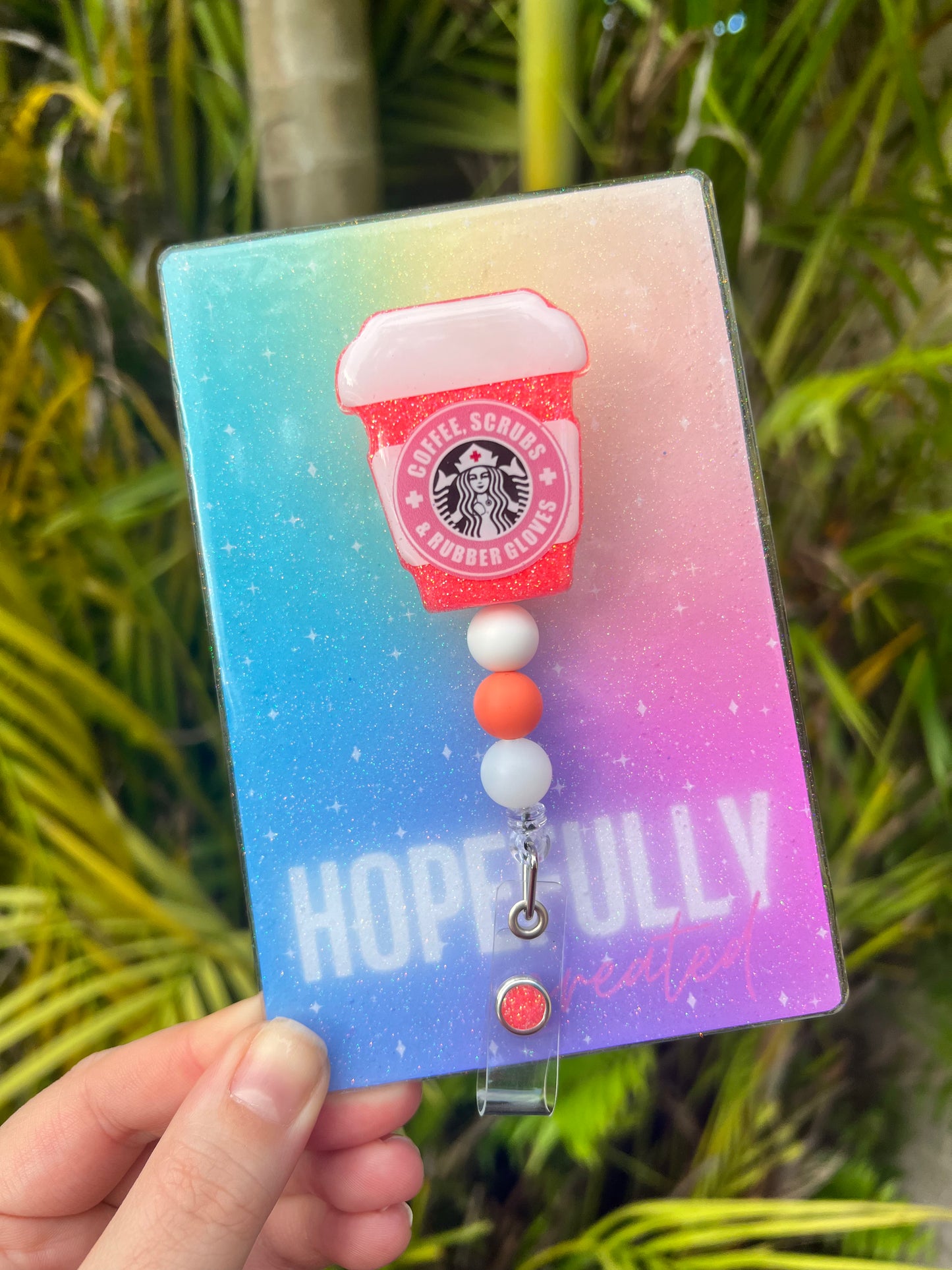 Coffee, Scrubs, and Rubber Gloves Badge Reel