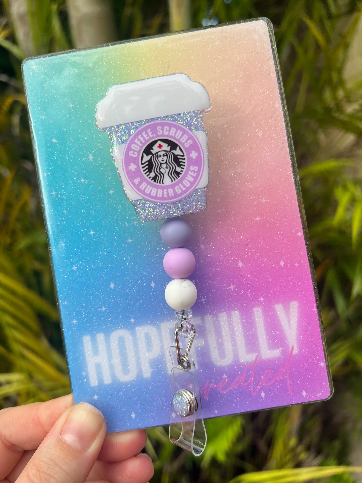 Coffee, Scrubs, and Rubber Gloves Badge Reel