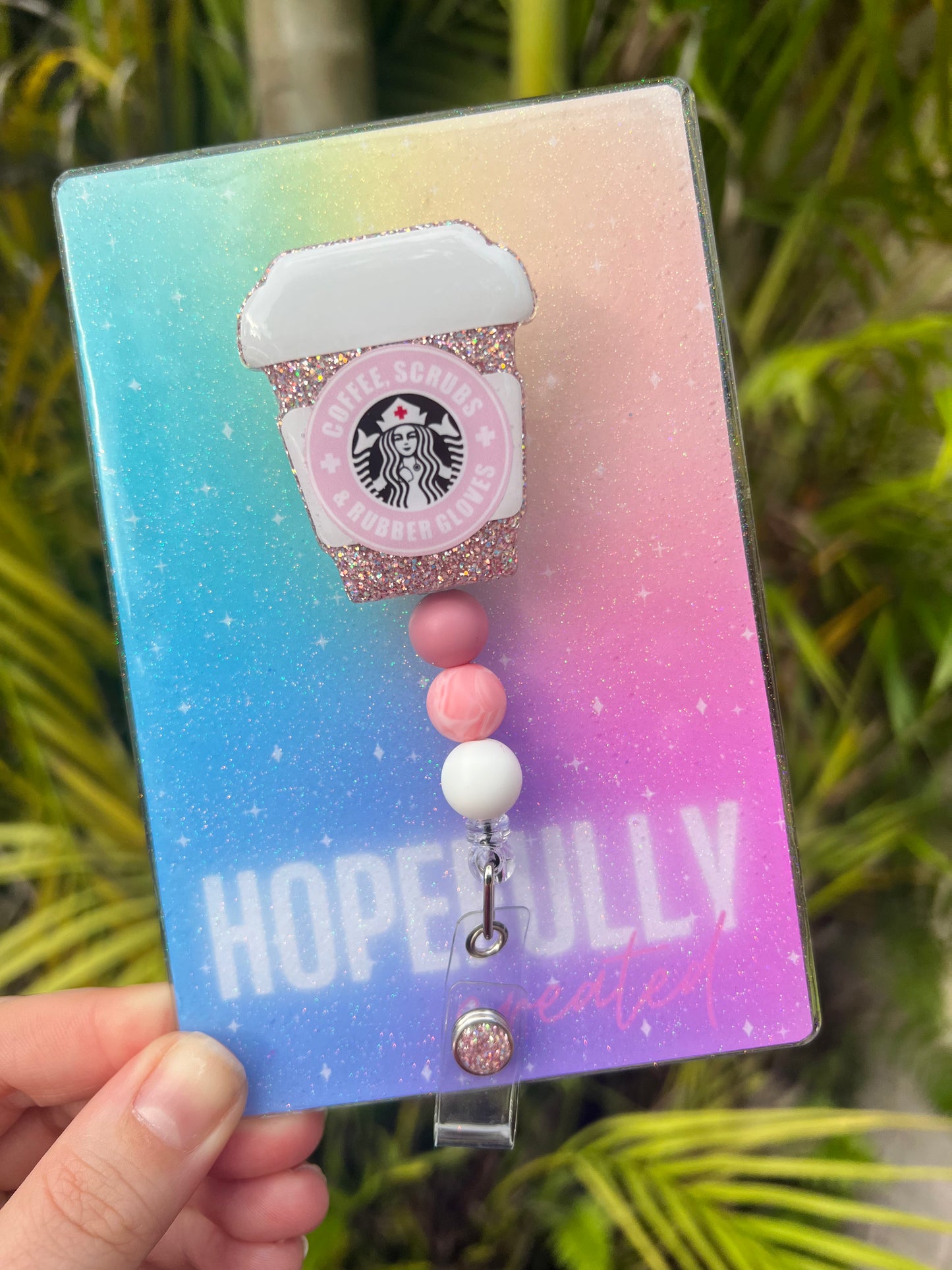 Coffee, Scrubs, and Rubber Gloves Badge Reel