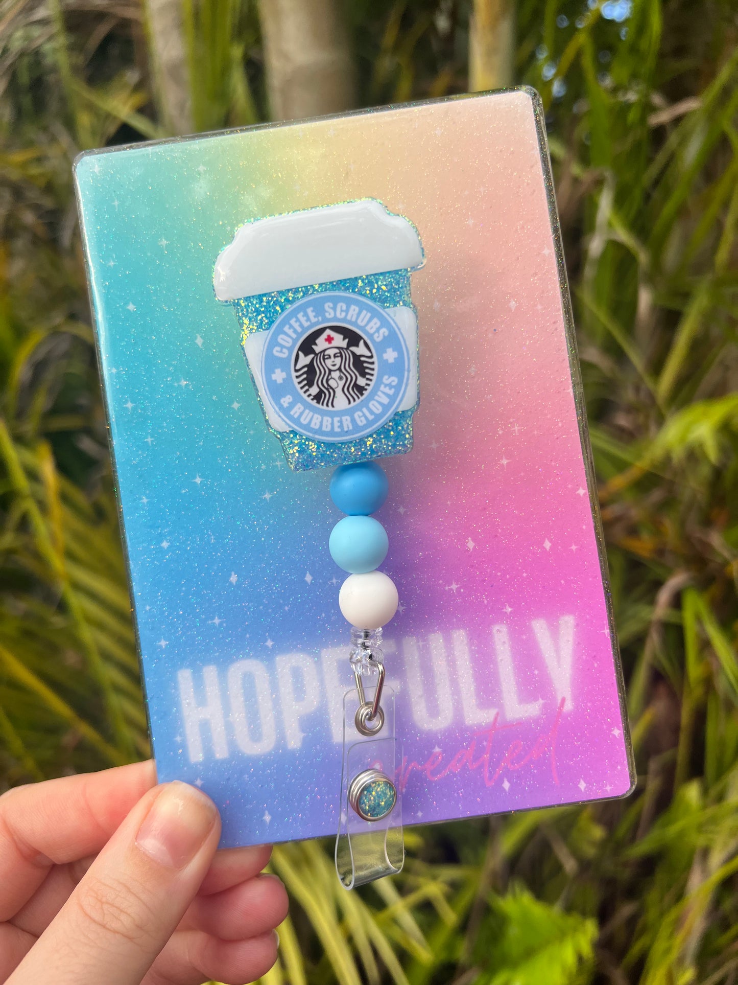 Coffee, Scrubs, and Rubber Gloves Badge Reel