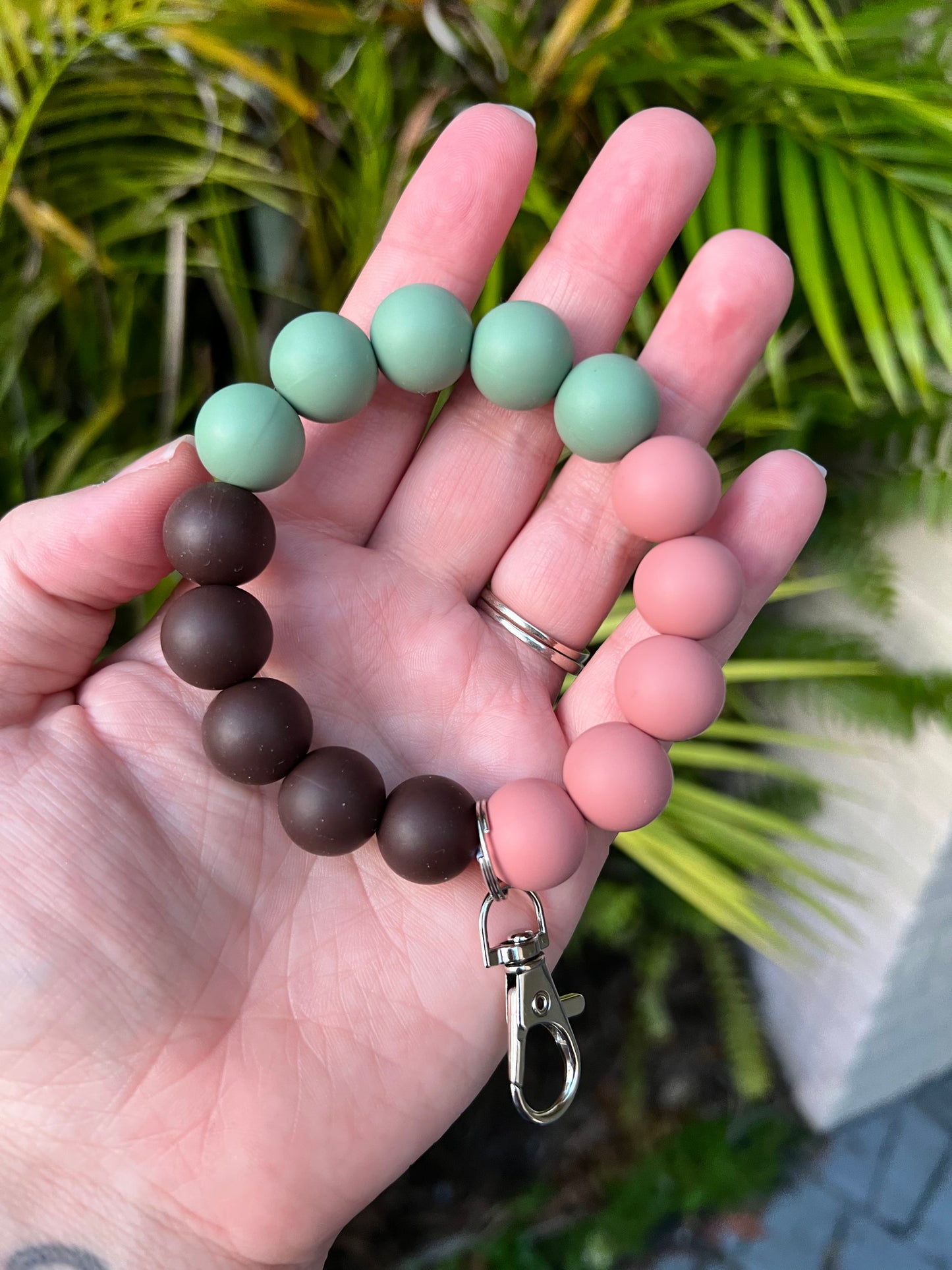 Keychain Wristlet Sage/Mauve