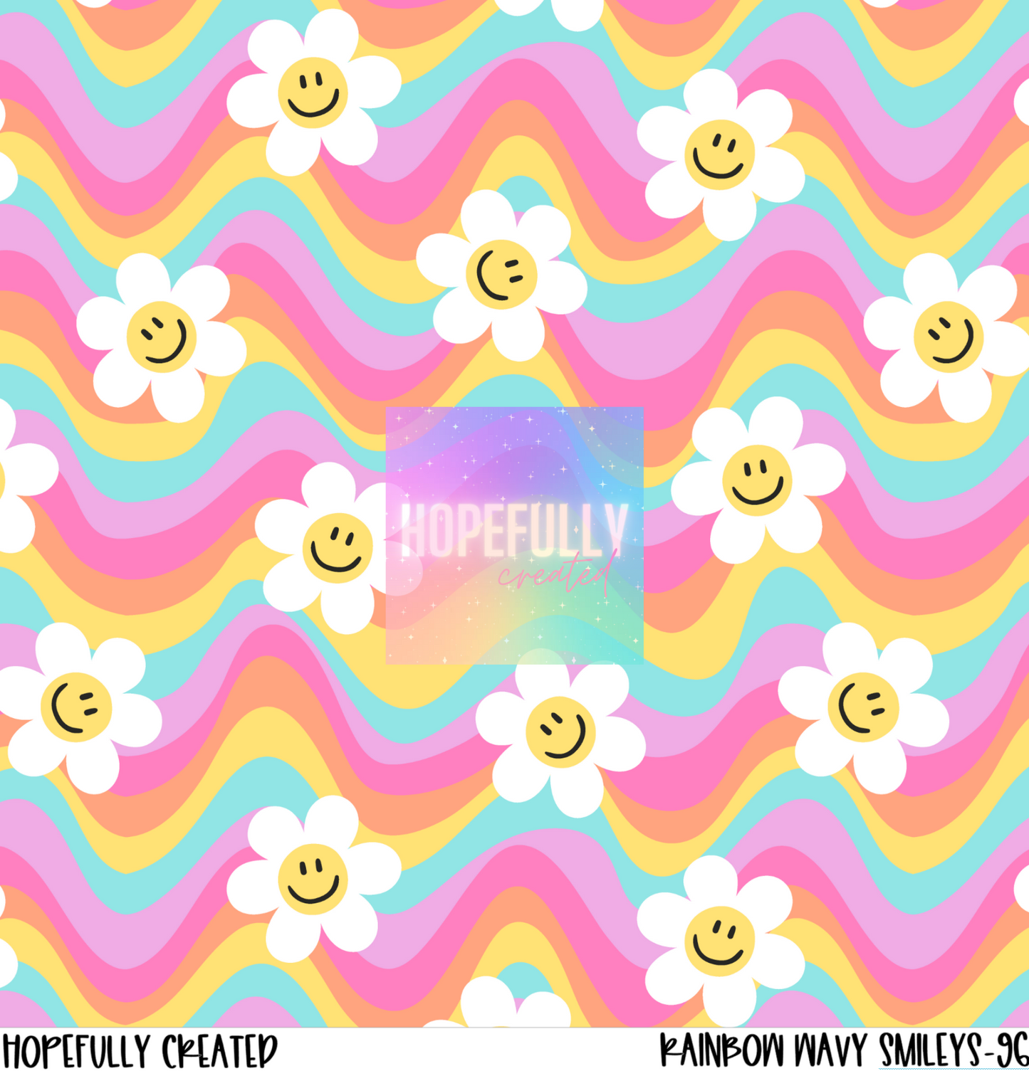 Rainbow Wavy Smileys 12x12 -96