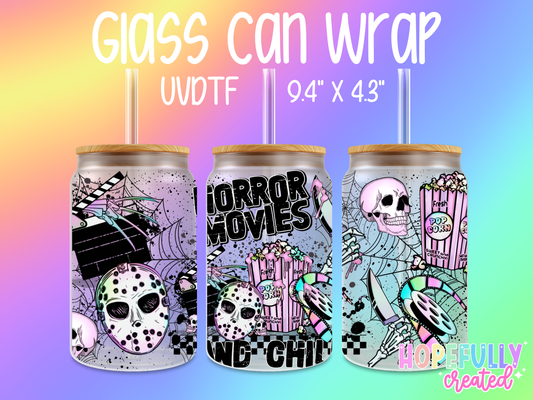 Horror Movies and Chill UVDTF Glass Can Wrap