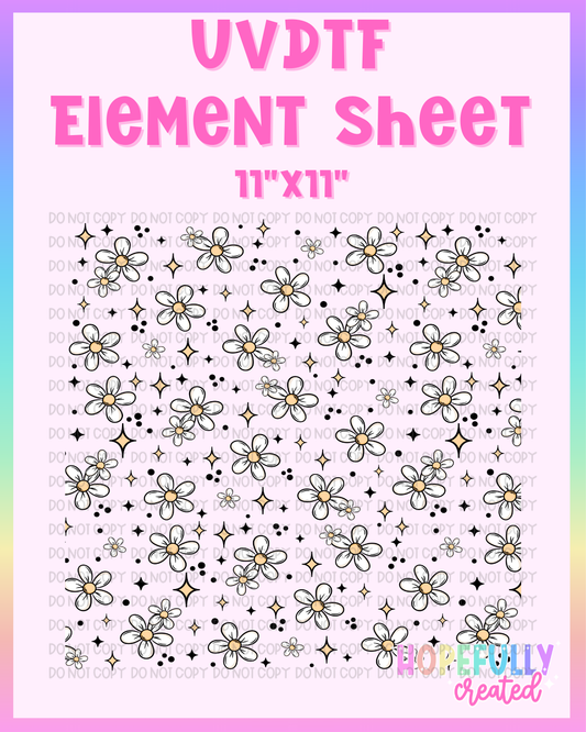 White Flowers UVDTF Element Sheet