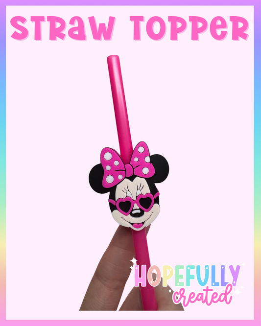 Girl Mouse Glasses Straw Topper