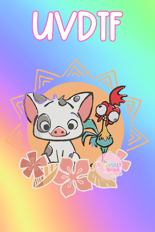 Pig and Chicken Sun UVDTF Decal