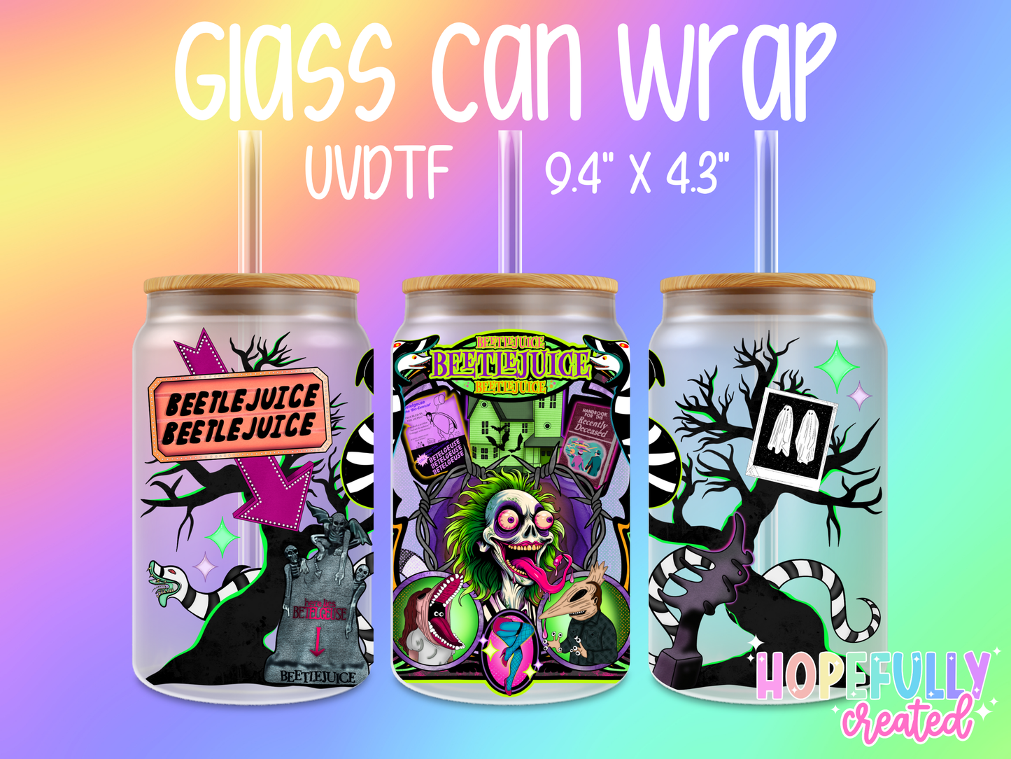 BeetleJuice UVDTF Glass Can Wrap