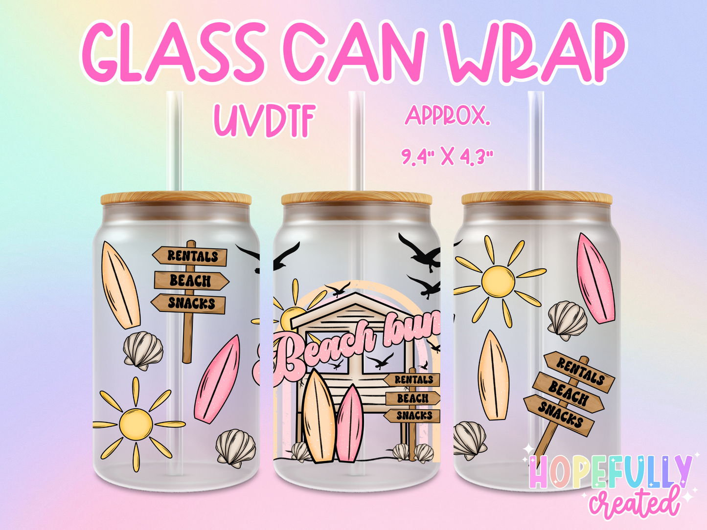 Beach Bum UVDTF Glass Can Wrap