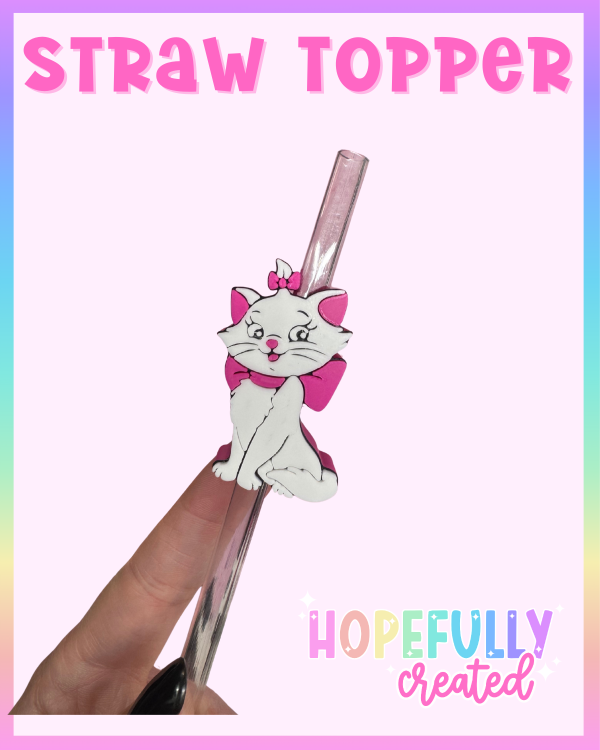 Pink Cat Straw Topper