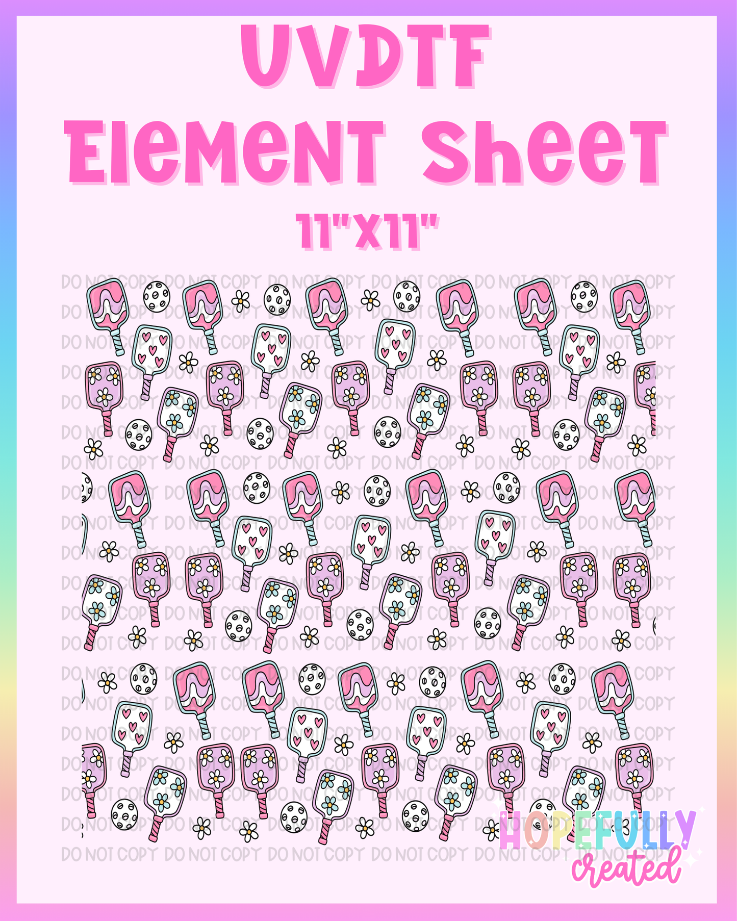 PickleBall UVDTF Element Sheet