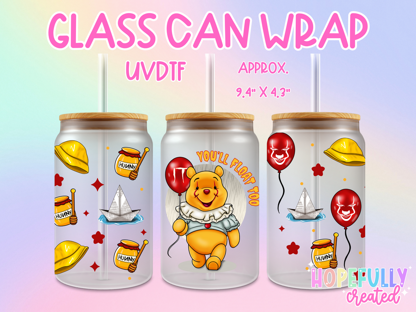 Clown Bear UVDTF Glass Can Wrap