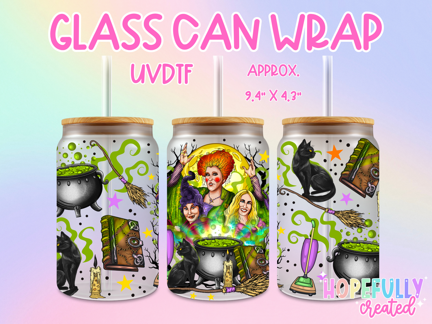 Hocus Pocus Sisters UVDTF Glass Can Wrap