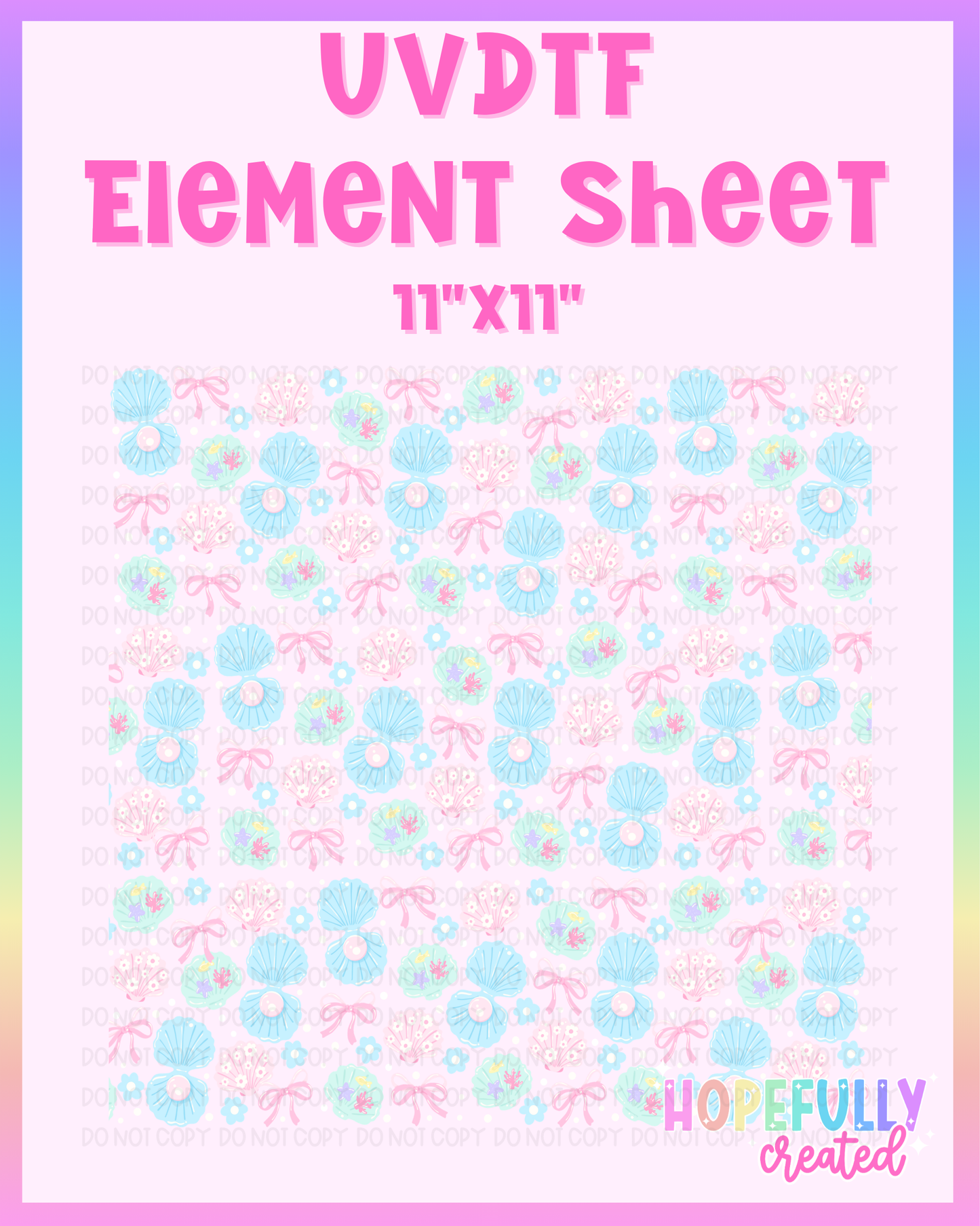 Pastel Seashells UVDTF Element Sheet