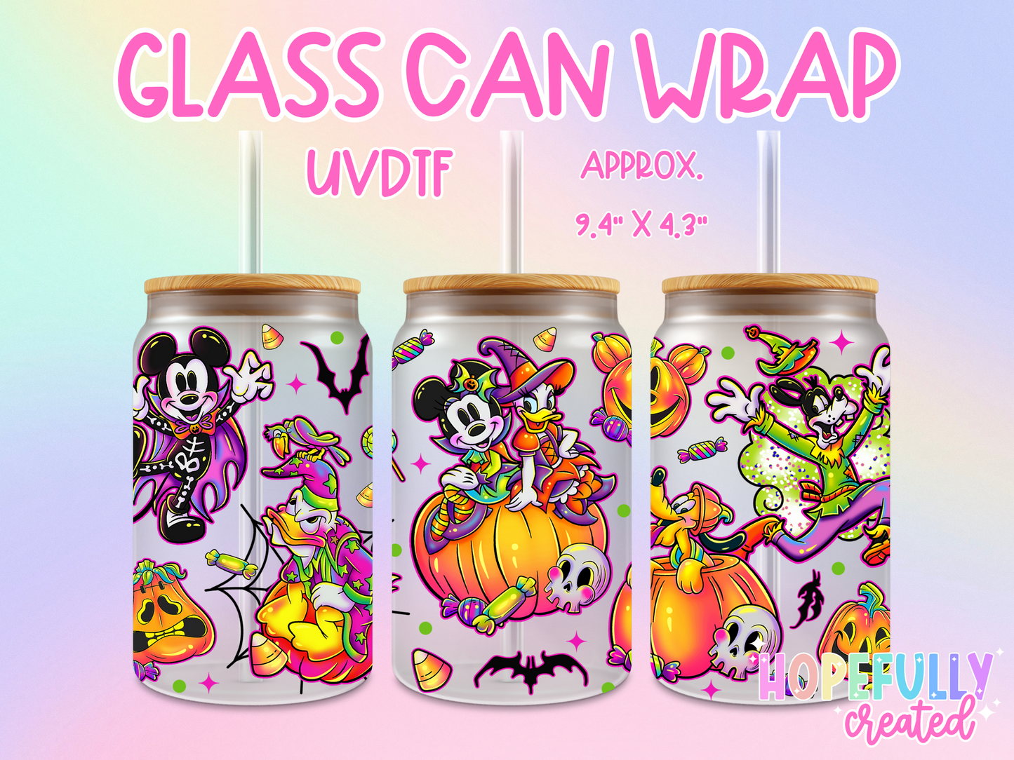 Neon Halloween Mouse UVDTF Glass Can Wrap